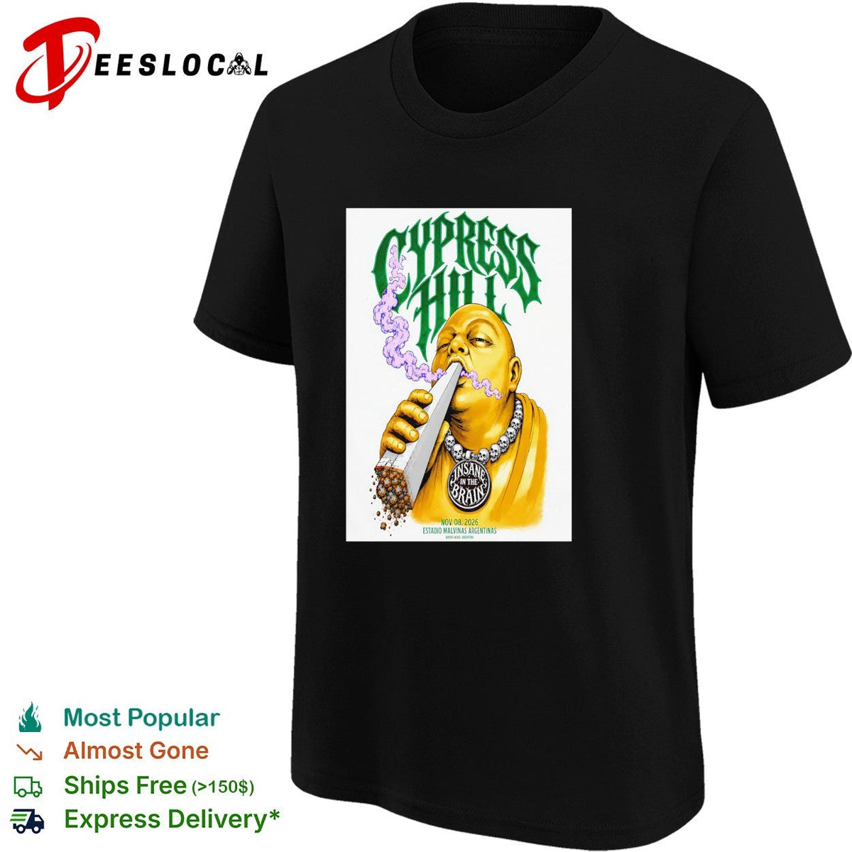 Cypress Hill Estadio Malvinas Argentinas 2026 poster shirt Unisex
