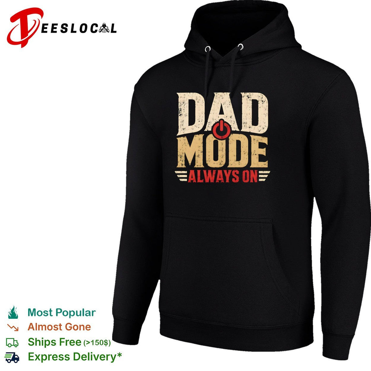Dad mode always on power button icon symbol text quote fatherhood appreciation shirt Unisex
