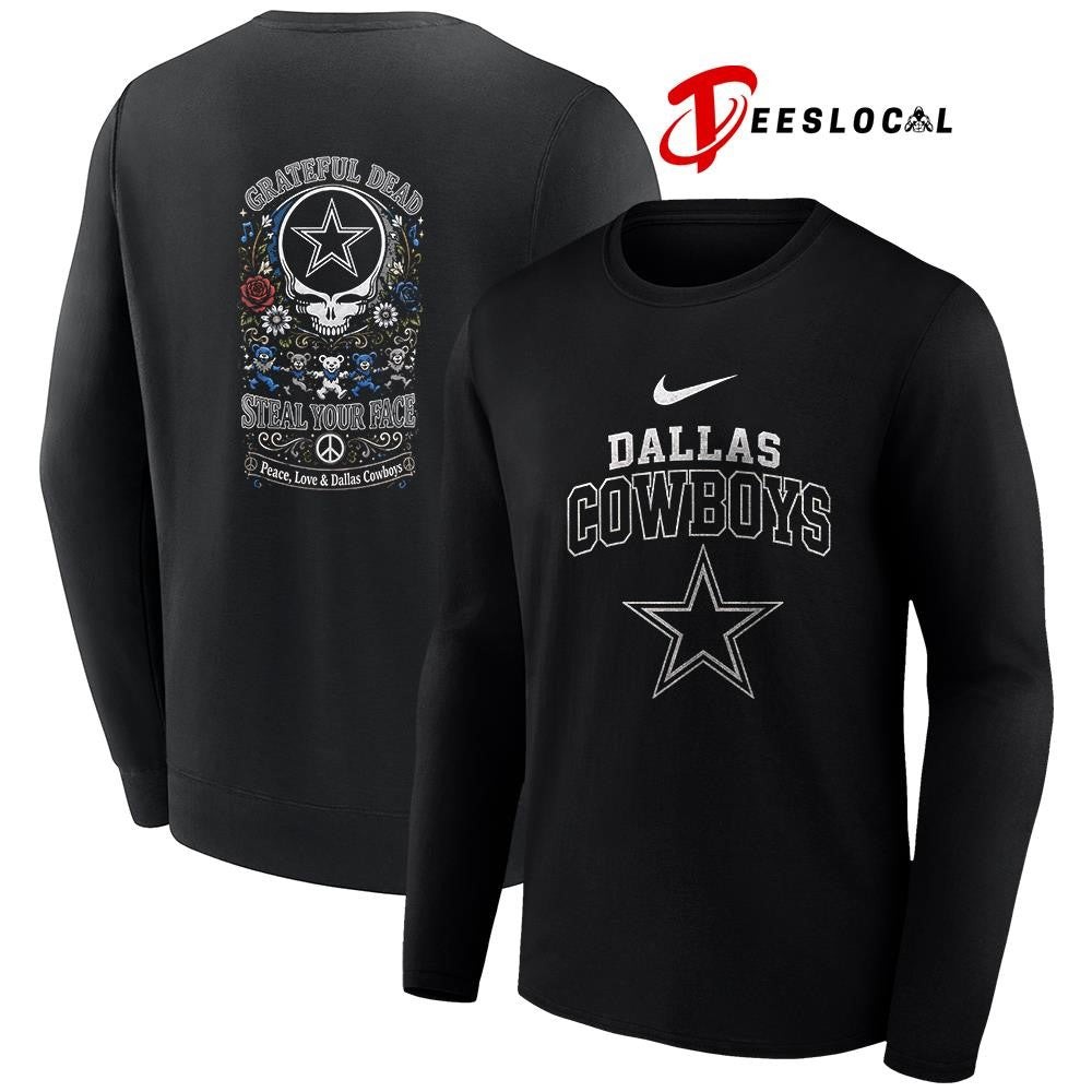 Dallas Cowboys x Grateful Dead steal your face peace love logo shirt Unisex