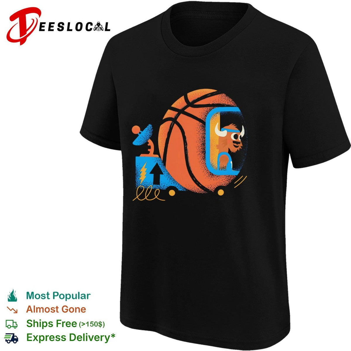 Dallas Mavericks Buffalo Mascot Driving Basketball Satellite Retro Space Fun shirt Unisex