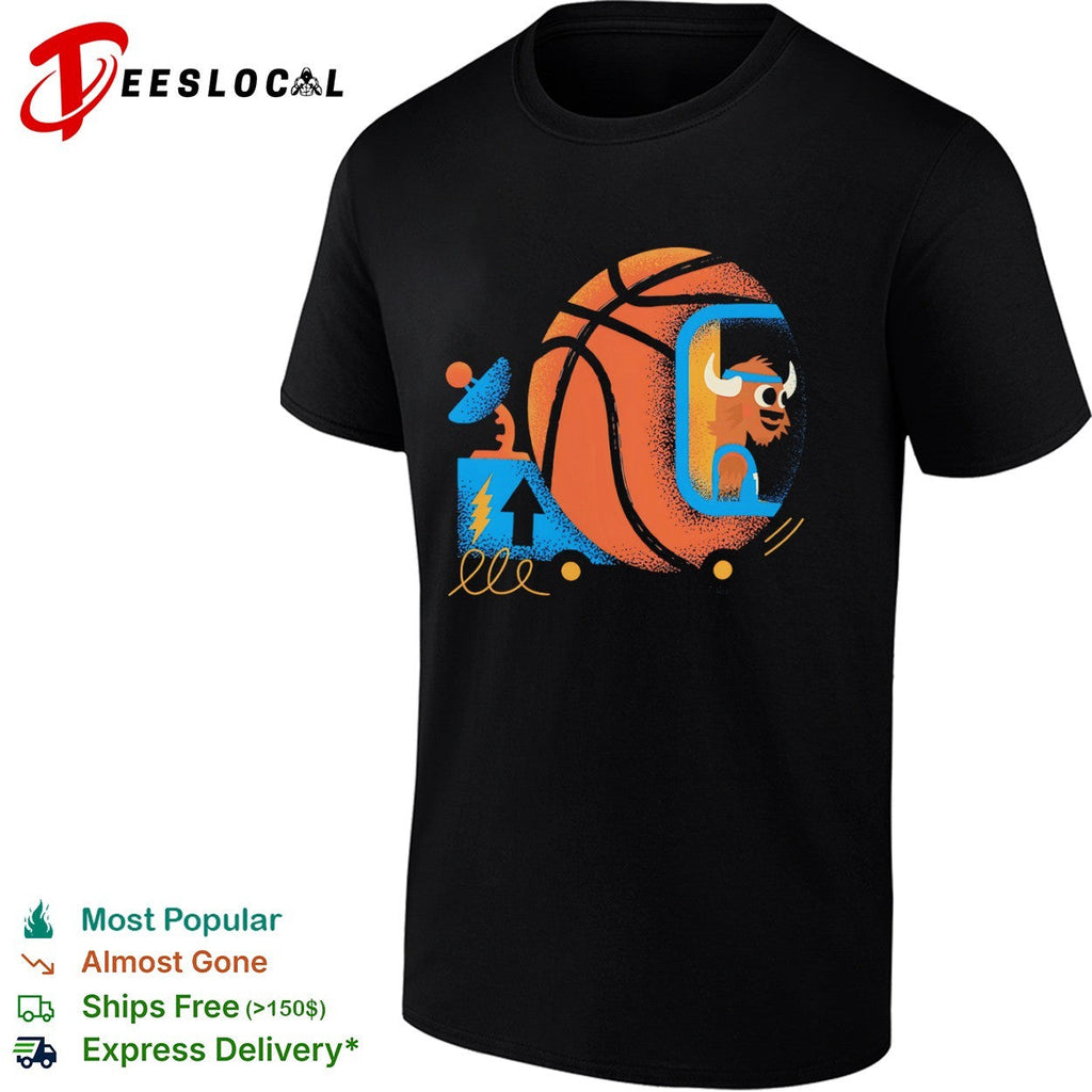 Dallas Mavericks Buffalo Mascot Driving Basketball Satellite Retro Space Fun shirt Unisex