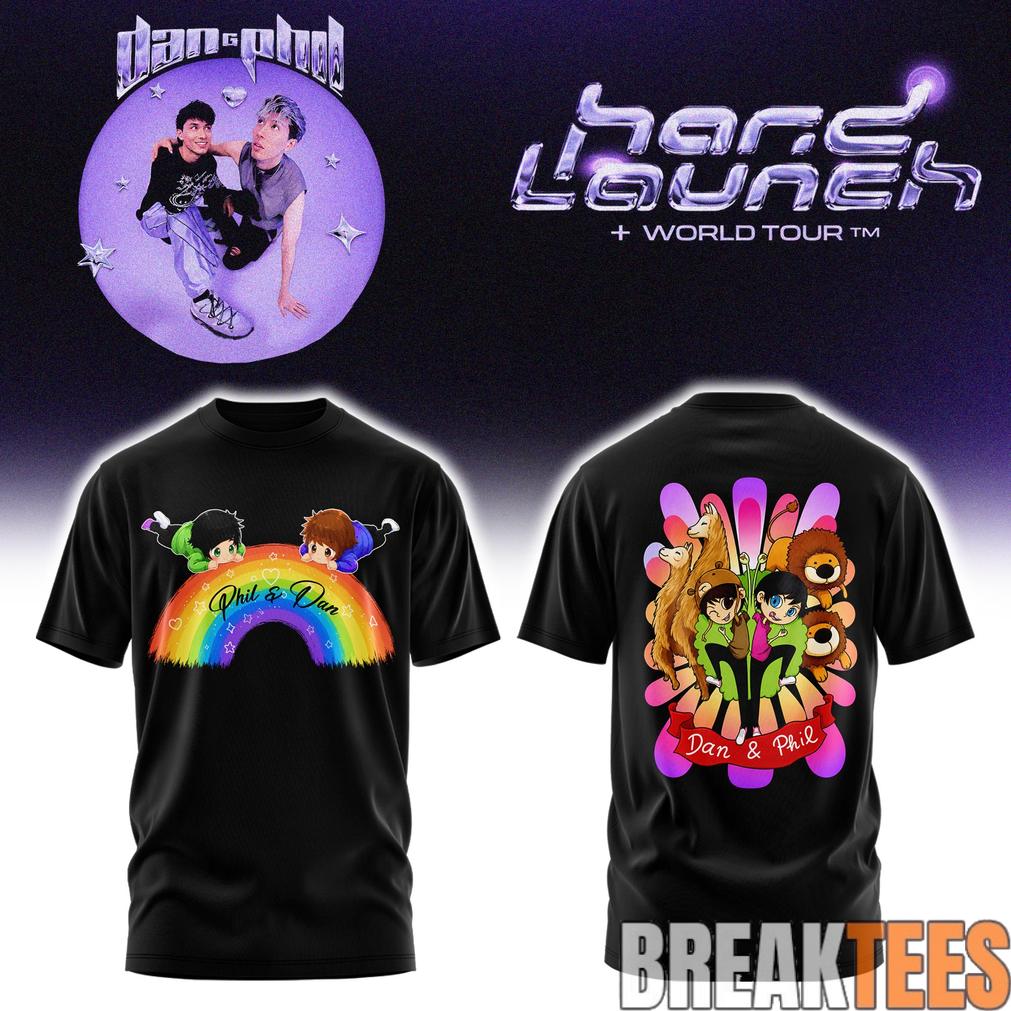 Dan and Phil Announce Hard Launch World Tour Rainbow Shirt Unisex