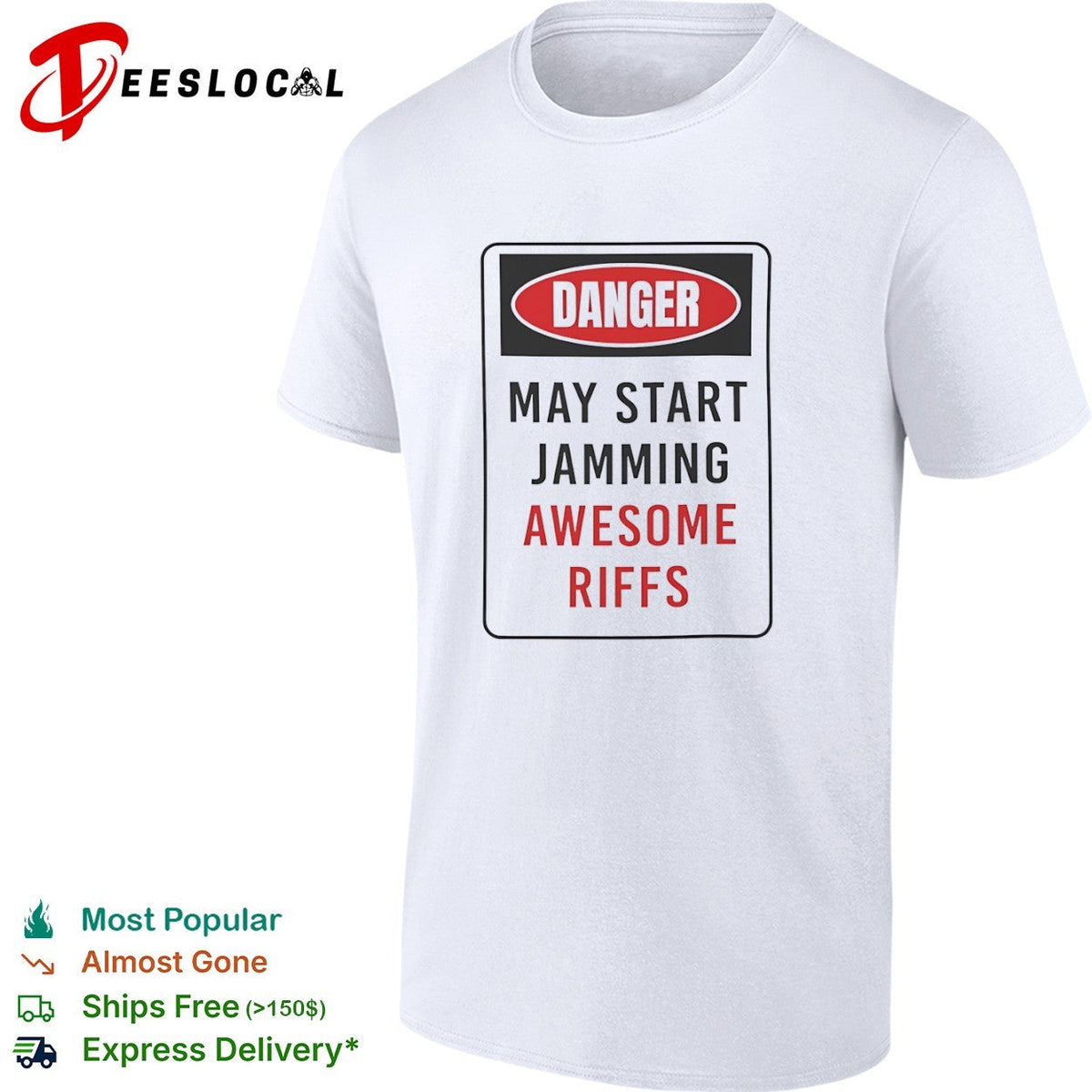Danger May Start Jamming Awesome Riffs Shirt Unisex