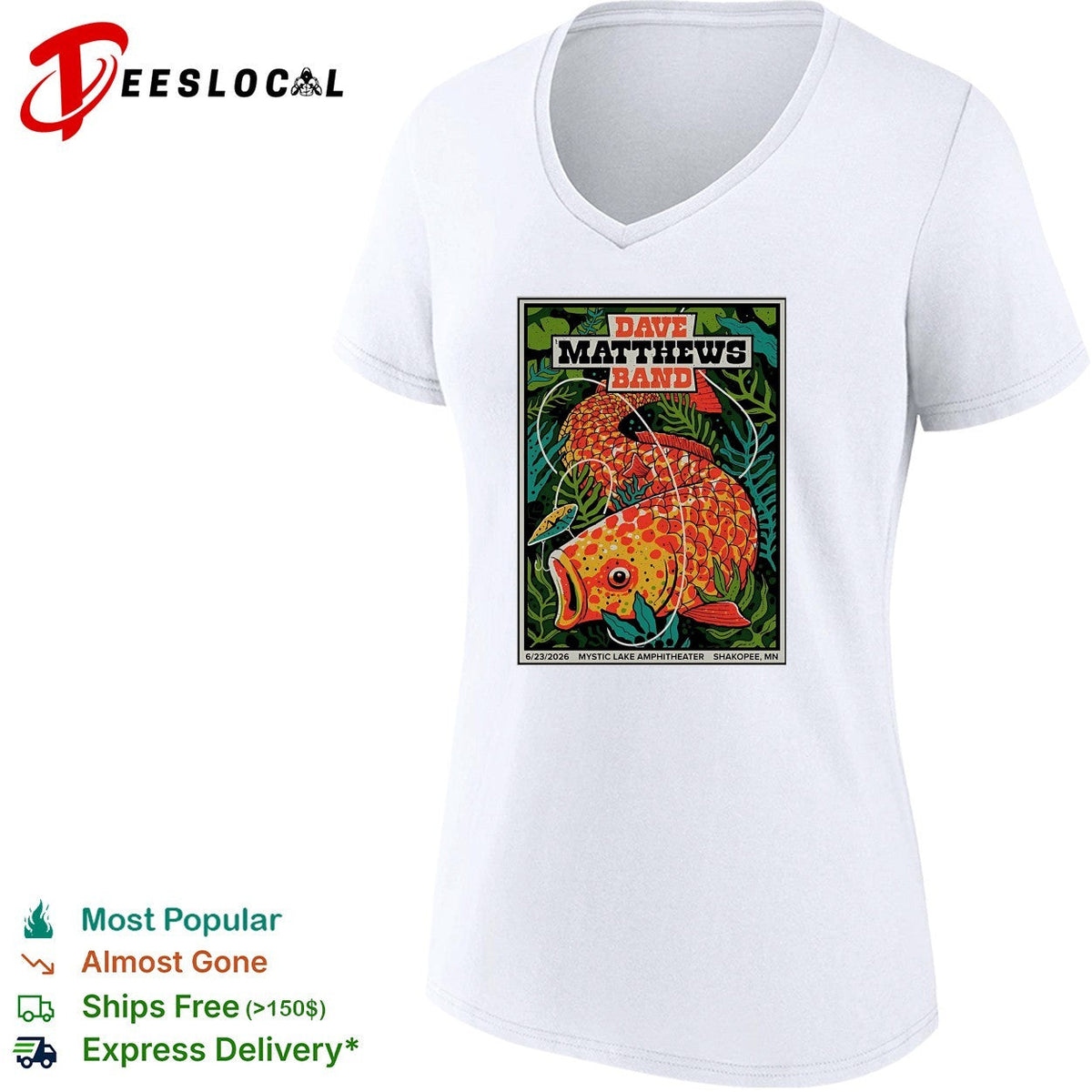 Dave Matthews Band Mystic Lake Amphitheater 2026 fish poster shirt Unisex