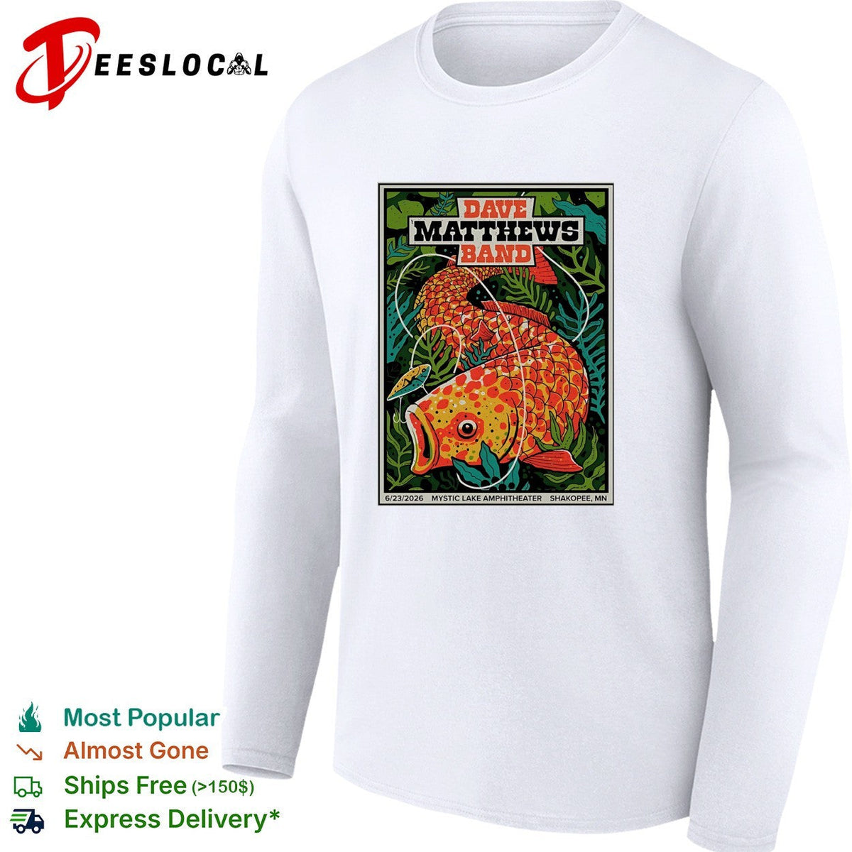 Dave Matthews Band Mystic Lake Amphitheater 2026 fish poster shirt Unisex