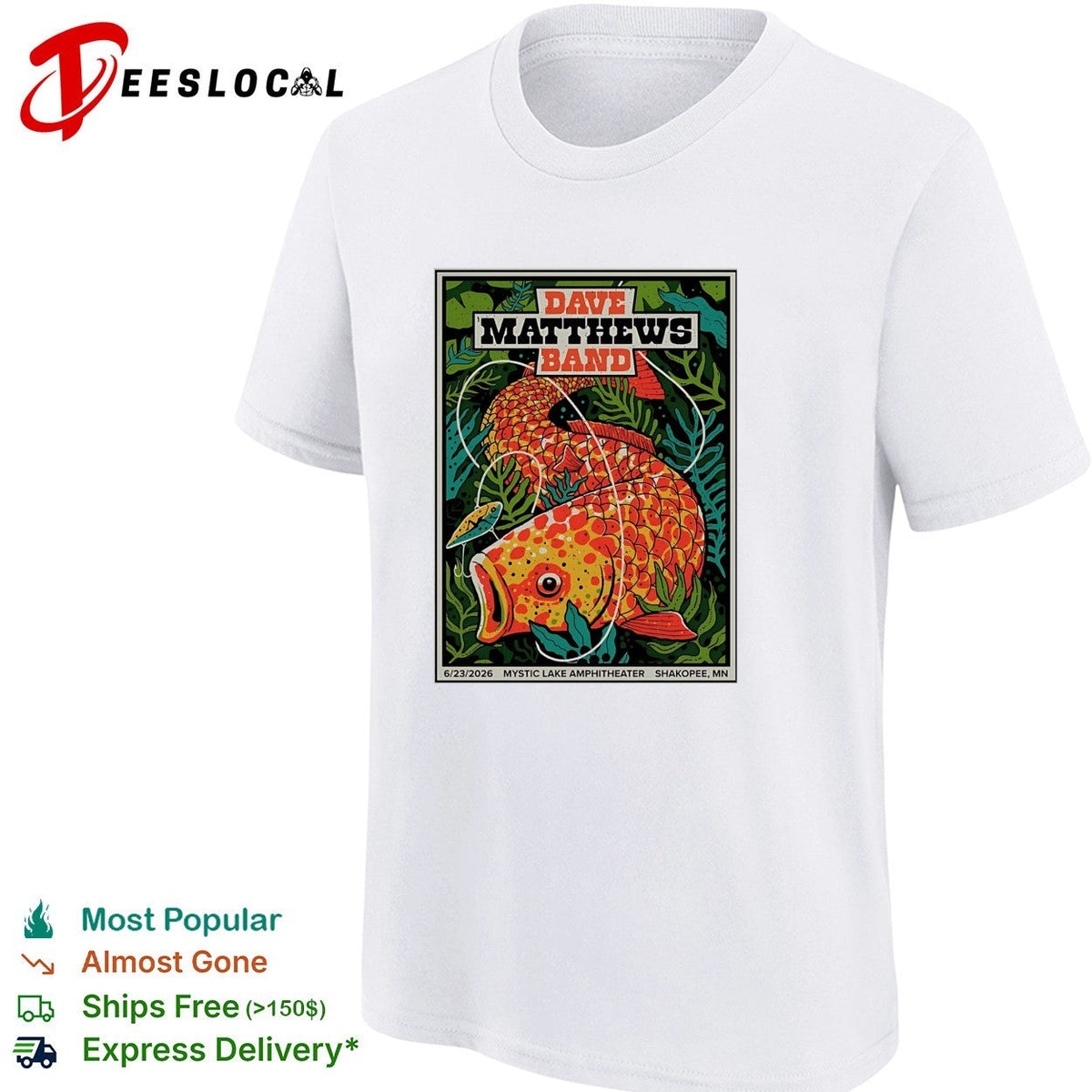 Dave Matthews Band Mystic Lake Amphitheater 2026 fish poster shirt Unisex