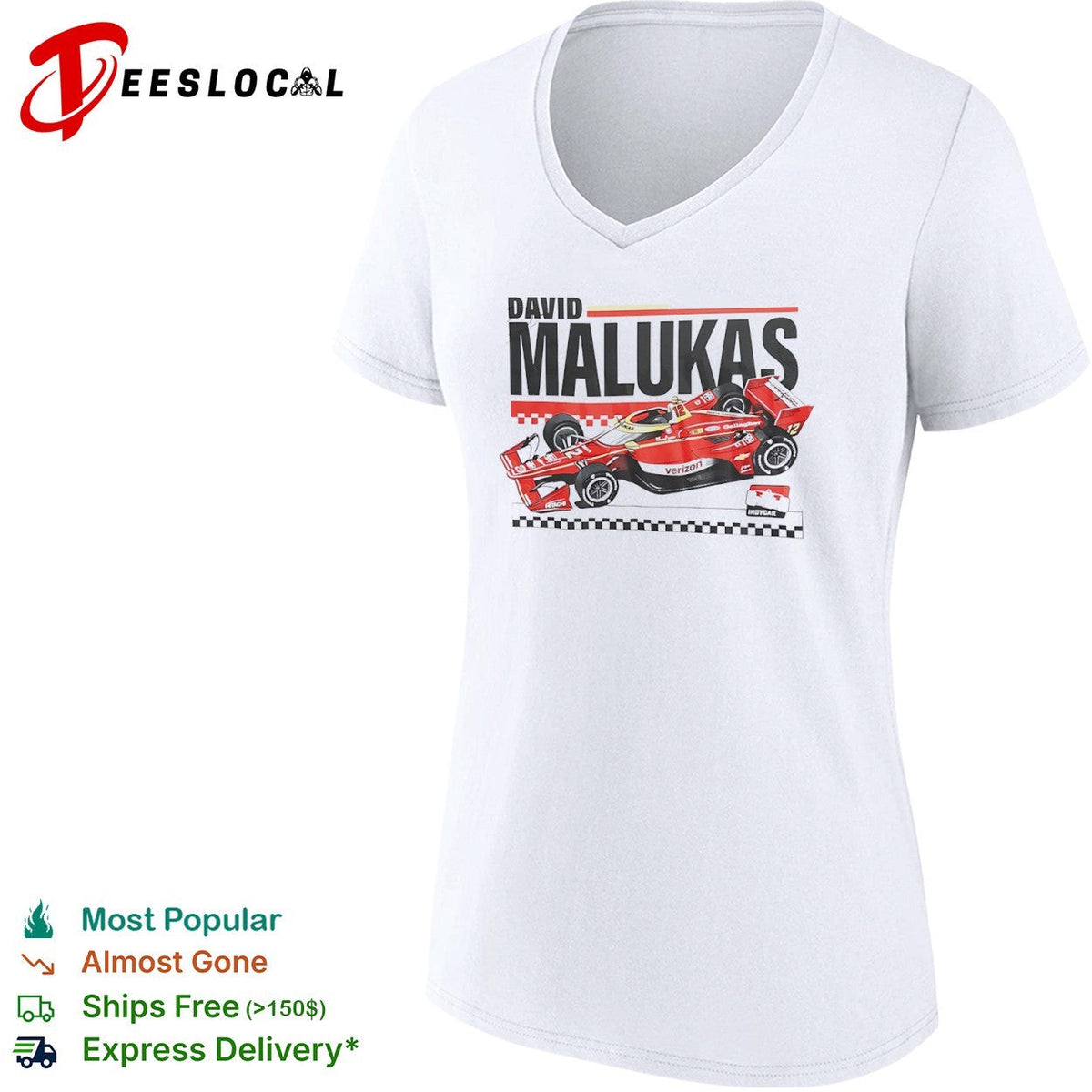 David Malukas Verizon IndyCar Series Team Penske No 12 Chevrolet Racing Car shirt Unisex