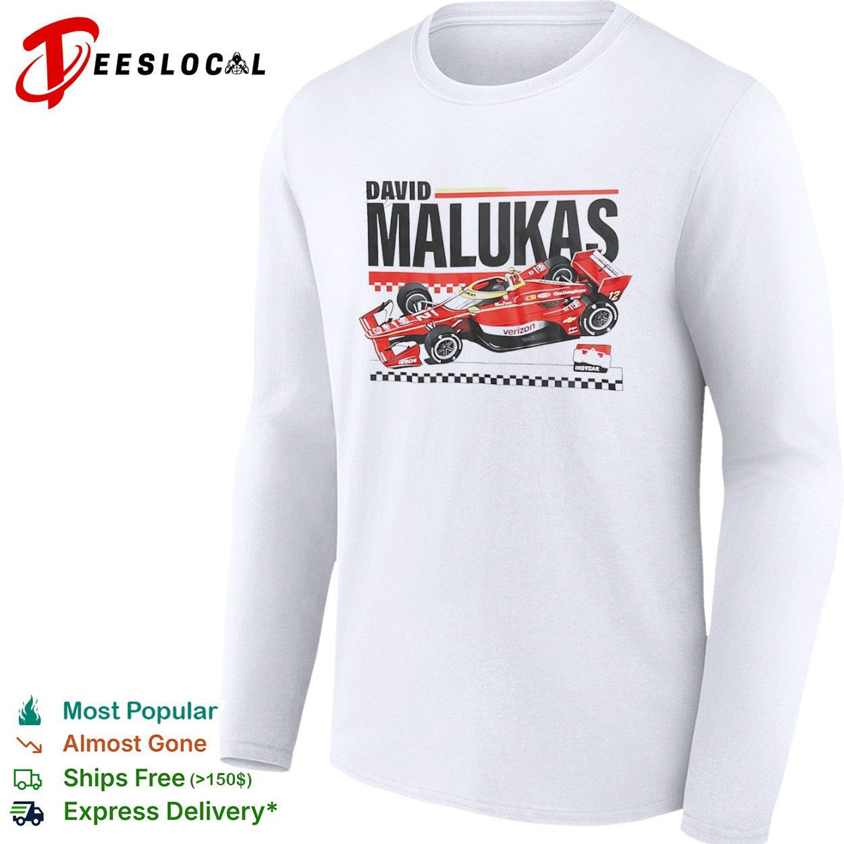 David Malukas Verizon IndyCar Series Team Penske No 12 Chevrolet Racing Car shirt Unisex