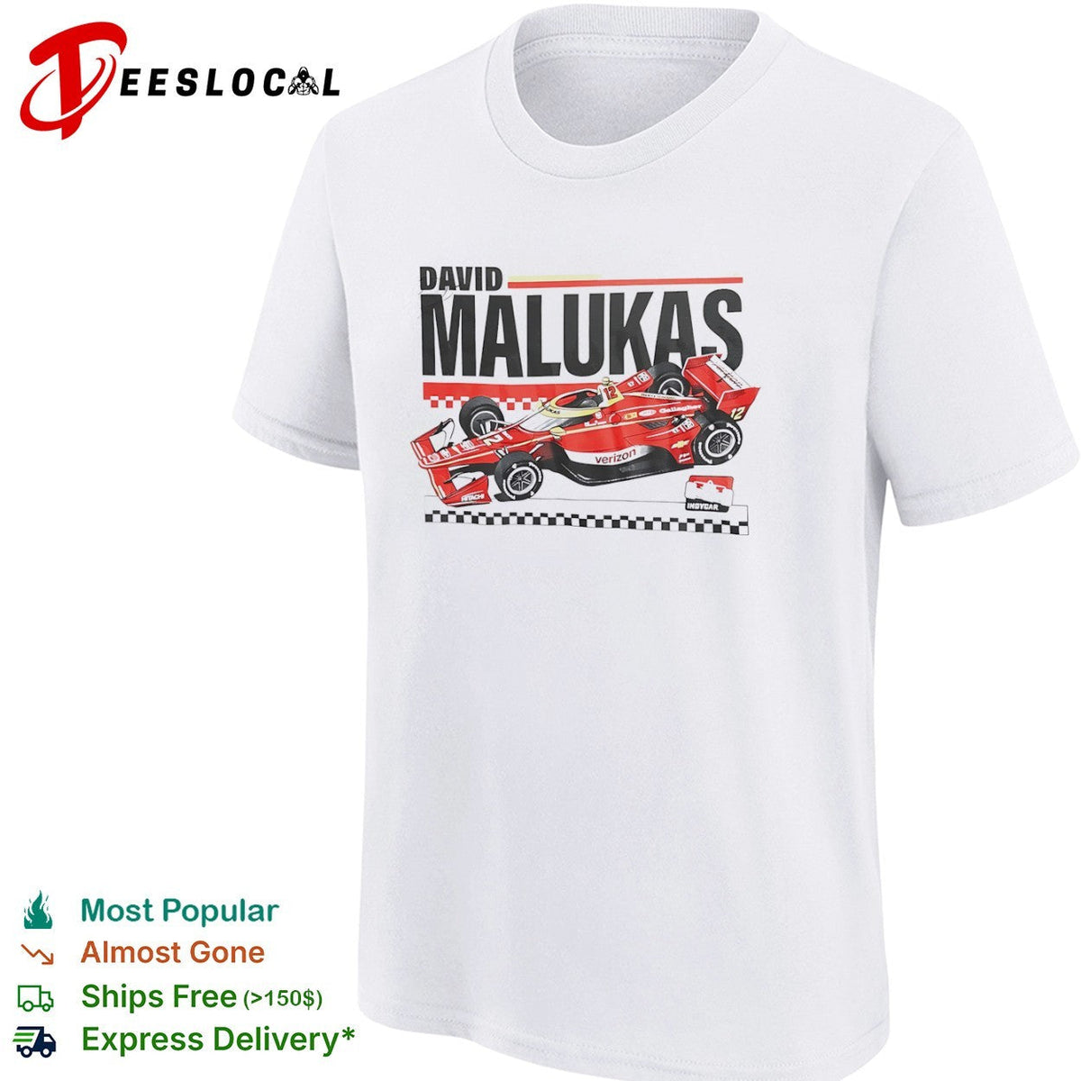 David Malukas Verizon IndyCar Series Team Penske No 12 Chevrolet Racing Car shirt Unisex