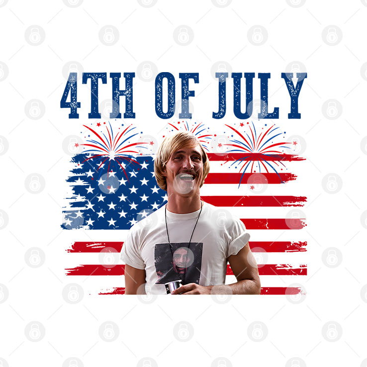 David Wooderson You Gotta Keep Livin Man Red White And Livin 4th Of July T Shirt Unisex