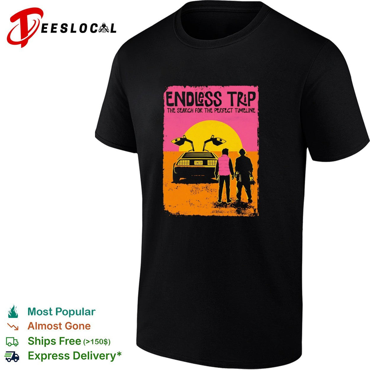 DeLorean car endless trip search for the perfect timeline shirt Unisex