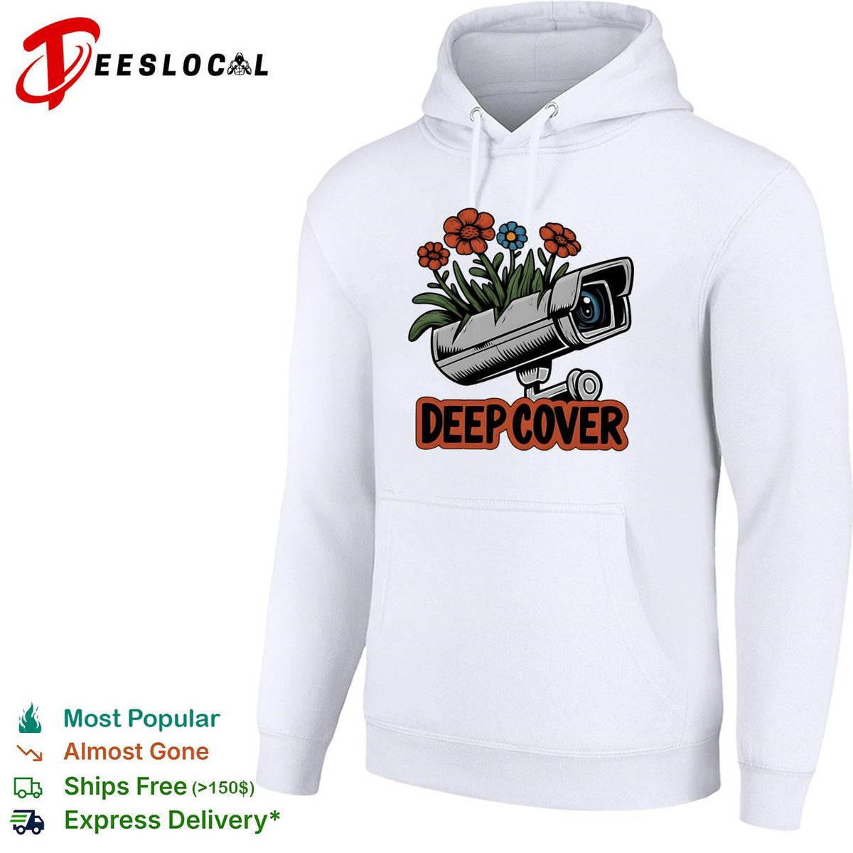 Deep cover security camera wrapped in orange and blue flowers funny graphic shirt Unisex