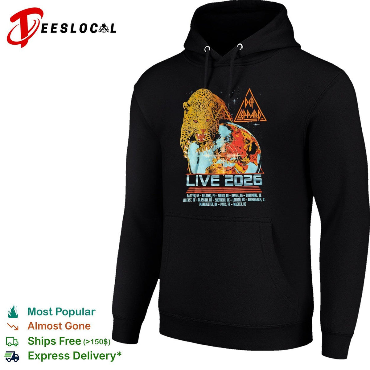 Def Leppard Live 2026 Rättvik Helsinki Zürich Dessel Dortmund Belfast Glasgow shirt Unisex