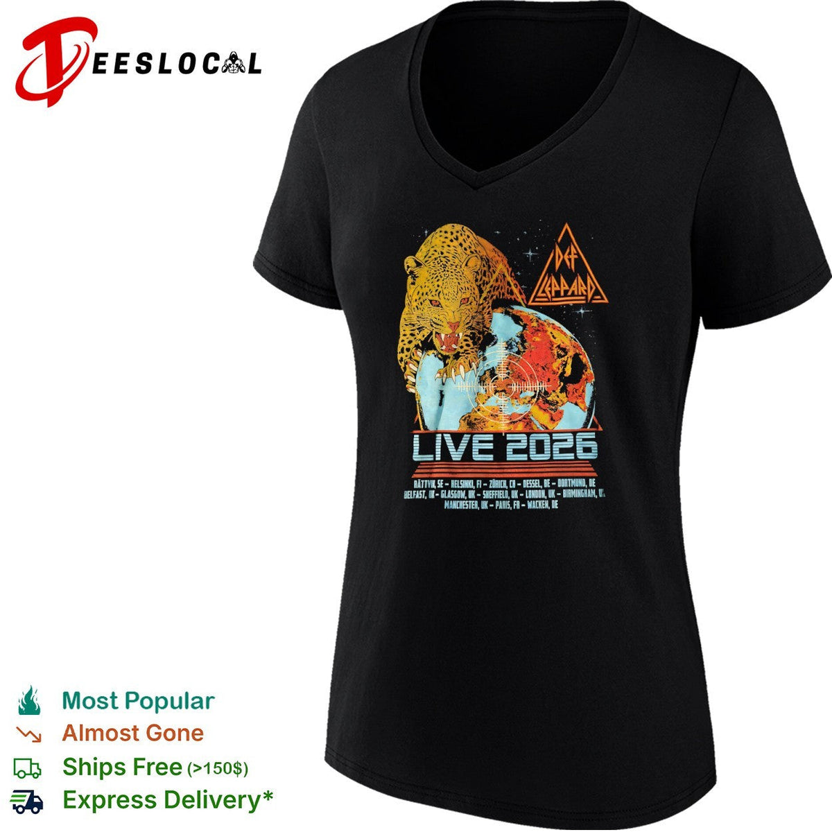 Def Leppard Live 2026 Rättvik Helsinki Zürich Dessel Dortmund Belfast Glasgow shirt Unisex