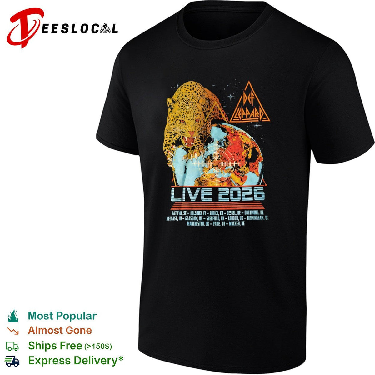 Def Leppard Live 2026 Rättvik Helsinki Zürich Dessel Dortmund Belfast Glasgow shirt Unisex