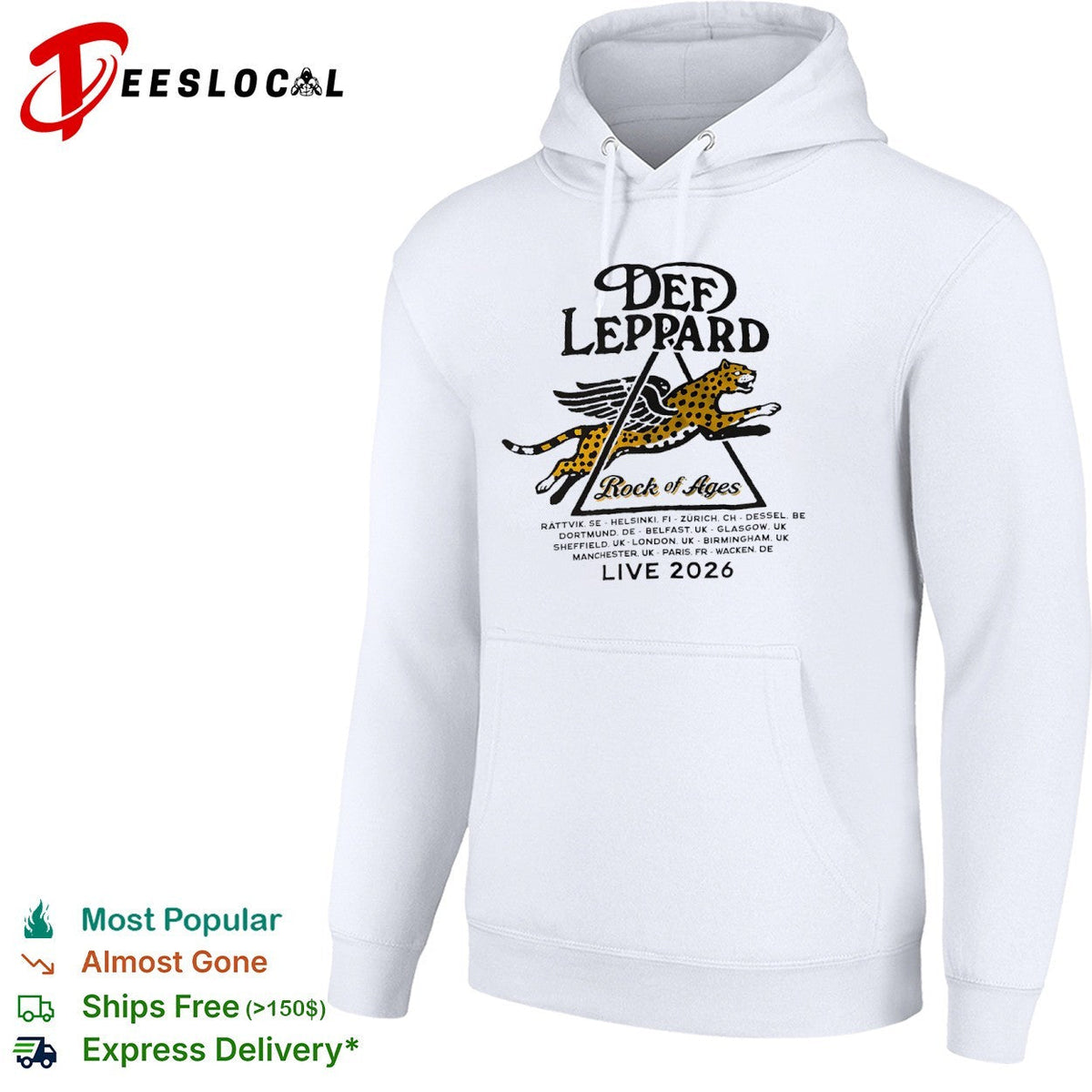 Def Leppard Rock of Ages Live 2026 tour Rattvik Helsinki Zurich Dessel Dortmund shirt Unisex