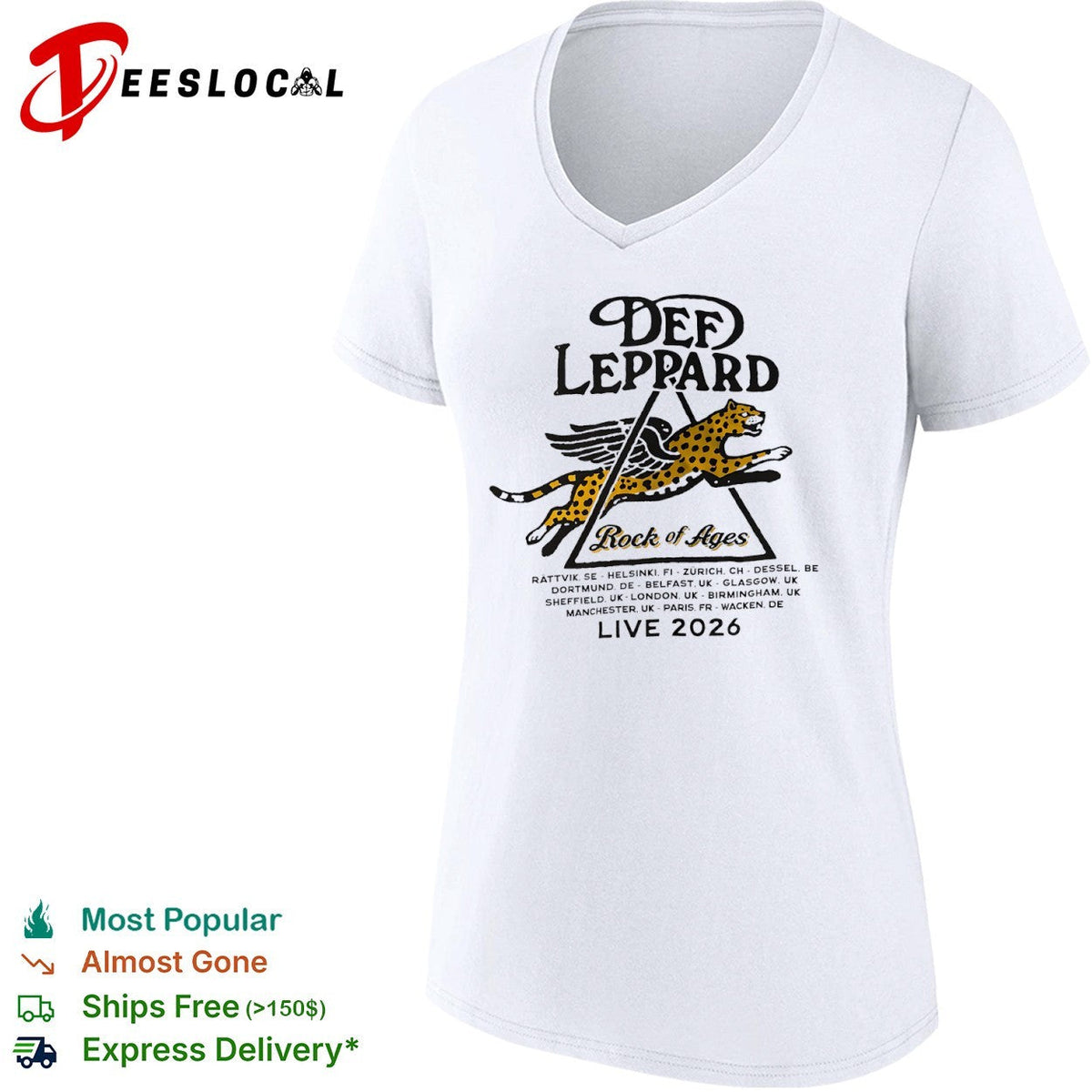 Def Leppard Rock of Ages Live 2026 tour Rattvik Helsinki Zurich Dessel Dortmund shirt Unisex