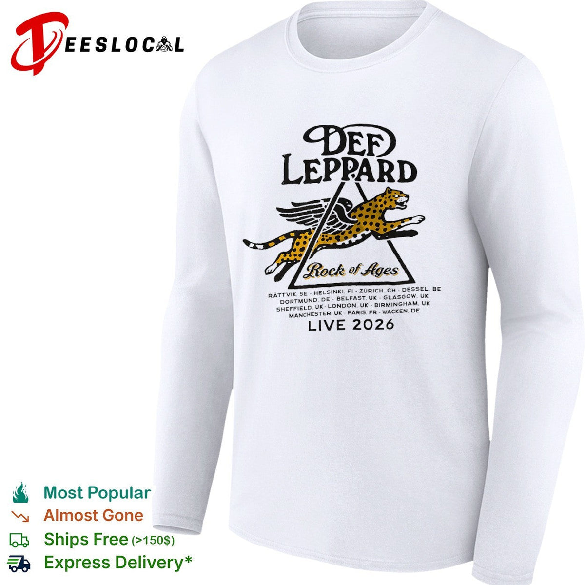Def Leppard Rock of Ages Live 2026 tour Rattvik Helsinki Zurich Dessel Dortmund shirt Unisex