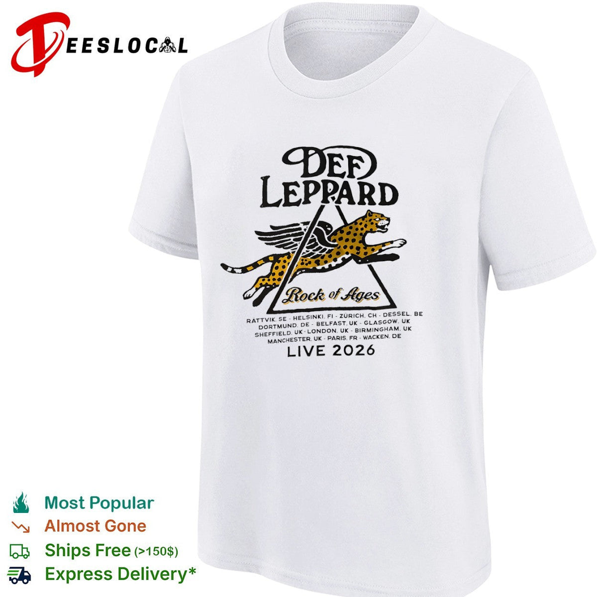 Def Leppard Rock of Ages Live 2026 tour Rattvik Helsinki Zurich Dessel Dortmund shirt Unisex