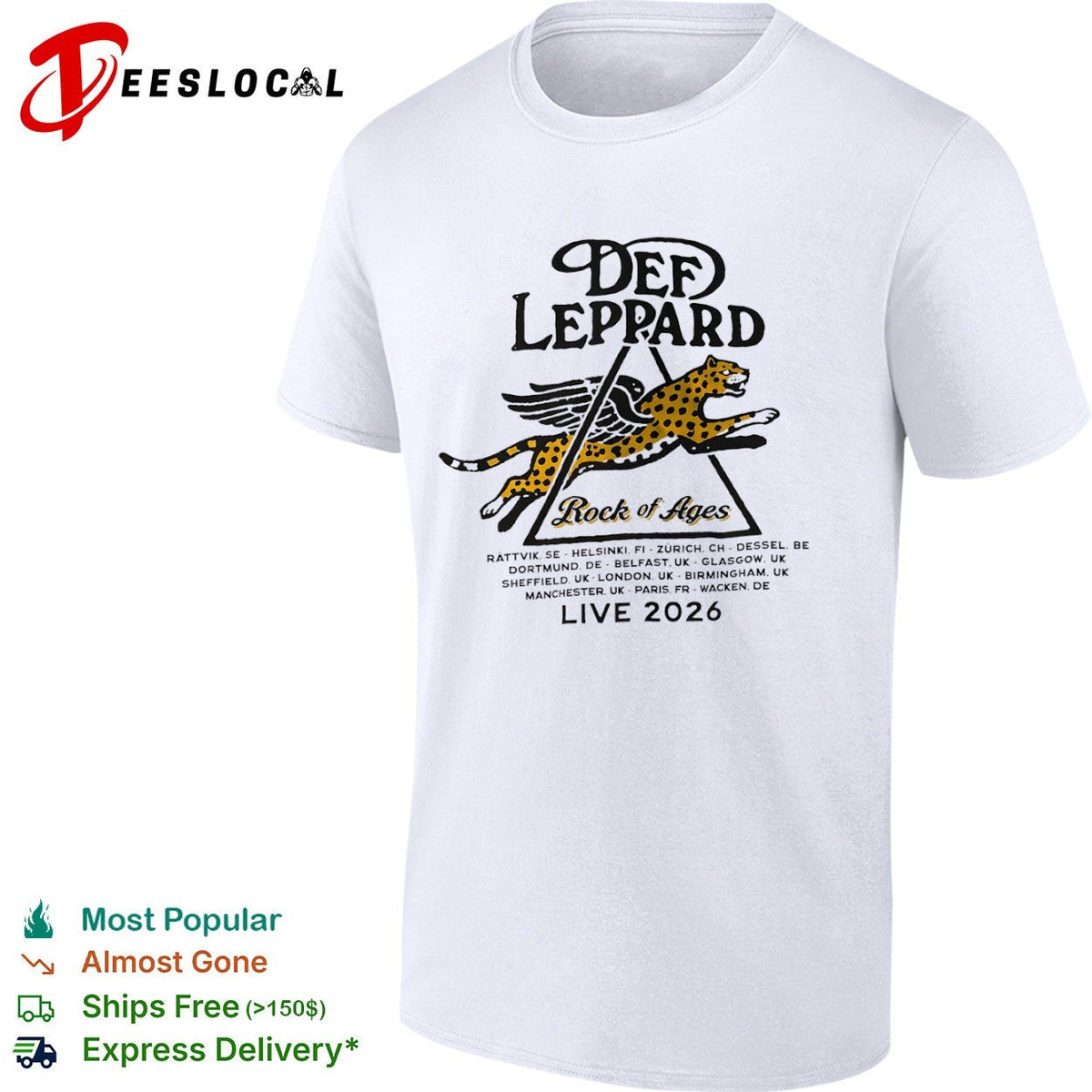 Def Leppard Rock of Ages Live 2026 tour Rattvik Helsinki Zurich Dessel Dortmund shirt Unisex