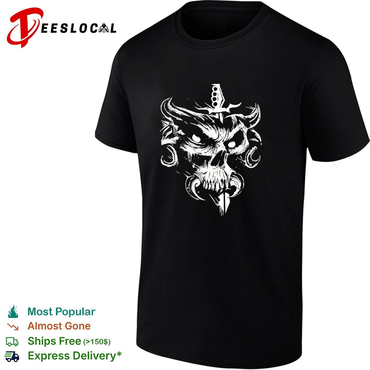 Demonic Skull with Dagger Metal Music shirt Unisex