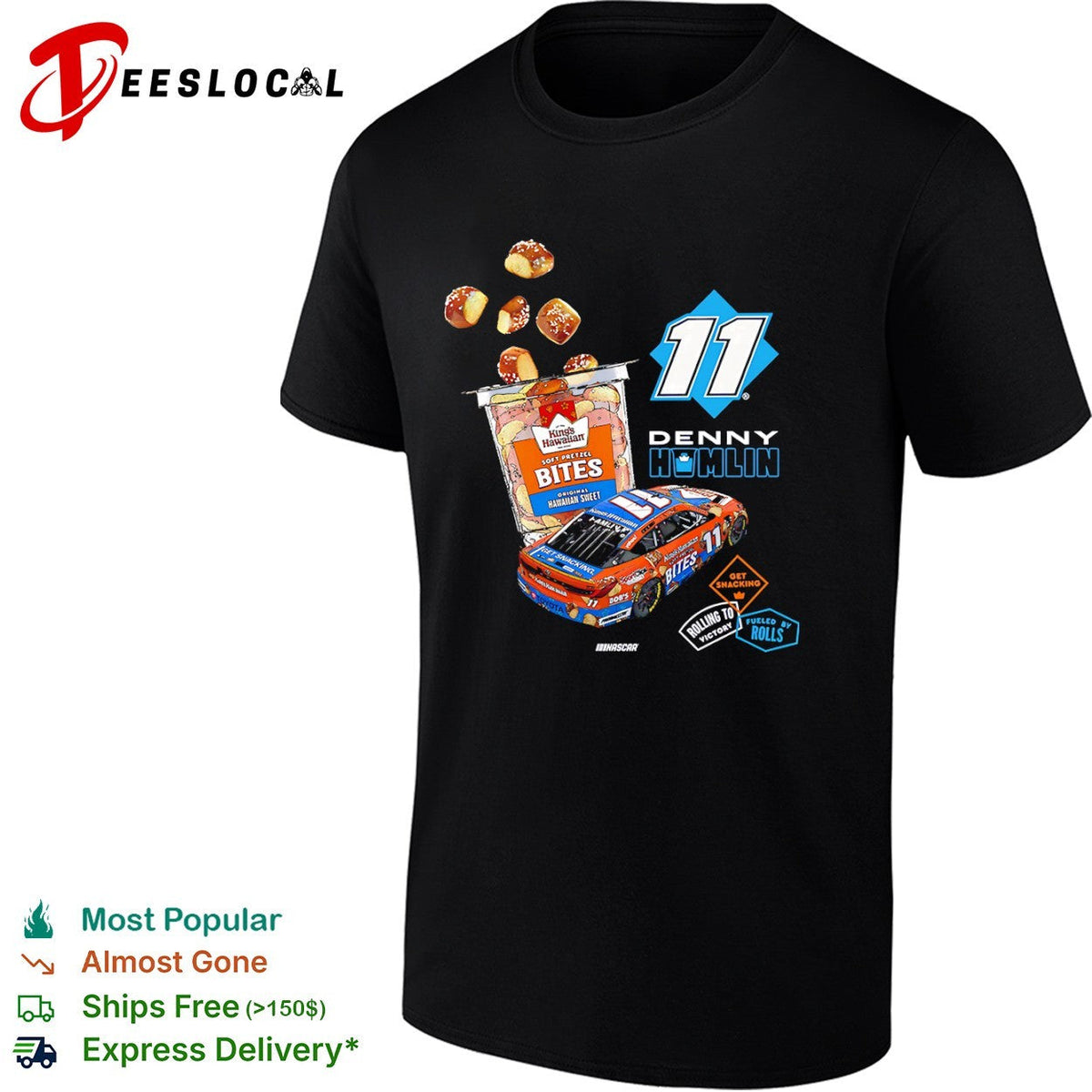 Denny Hamlin 11 Joe Gibbs Racing Nascar Kings Hawaiian Soft Pretzel Bites shirt Unisex