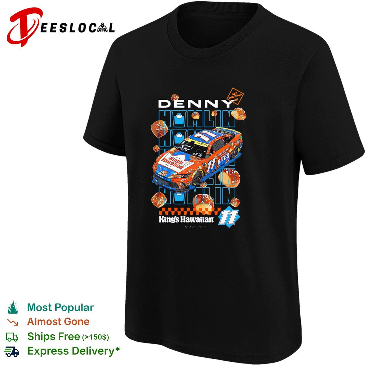 Denny Hamlin Joe Gibbs Racing NASCAR King’s Hawaiian Soft Pretzel Bites 11 shirt Unisex