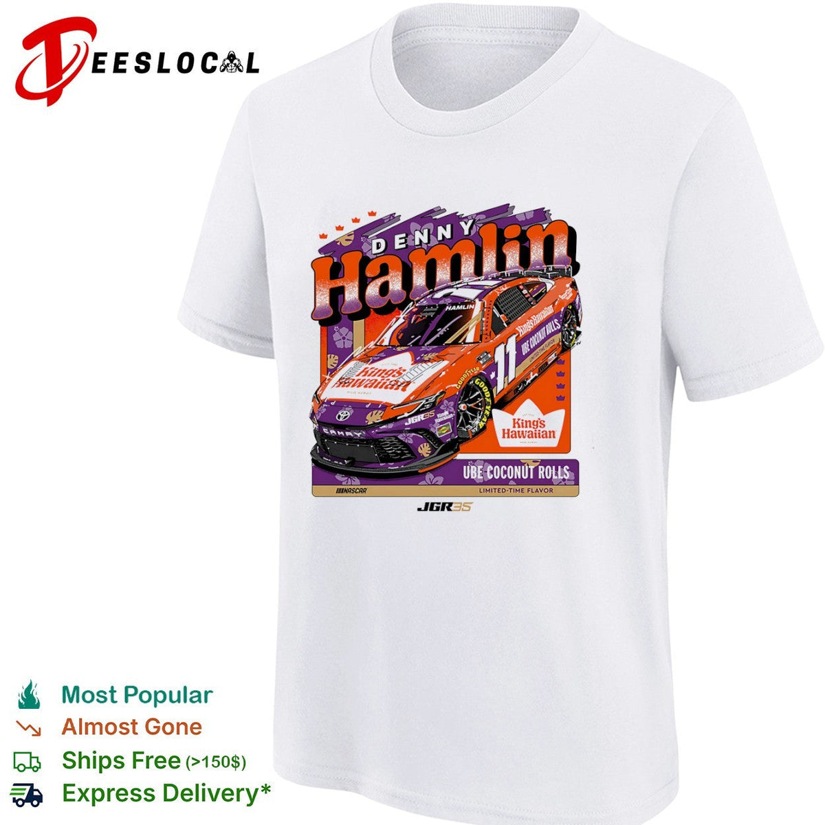 Denny Hamlin Joe Gibbs Racing NASCAR Kings Hawaiian Ube Coconut Rolls shirt Unisex