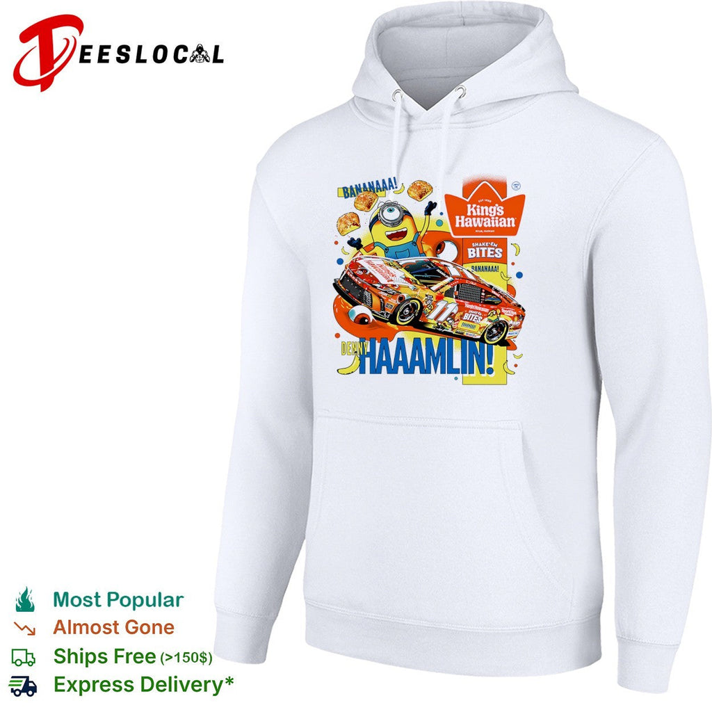 Denny Hamlin Joe Gibbs Racing NASCAR Minions King’s Hawaiian Shake’em Bites shirt Unisex