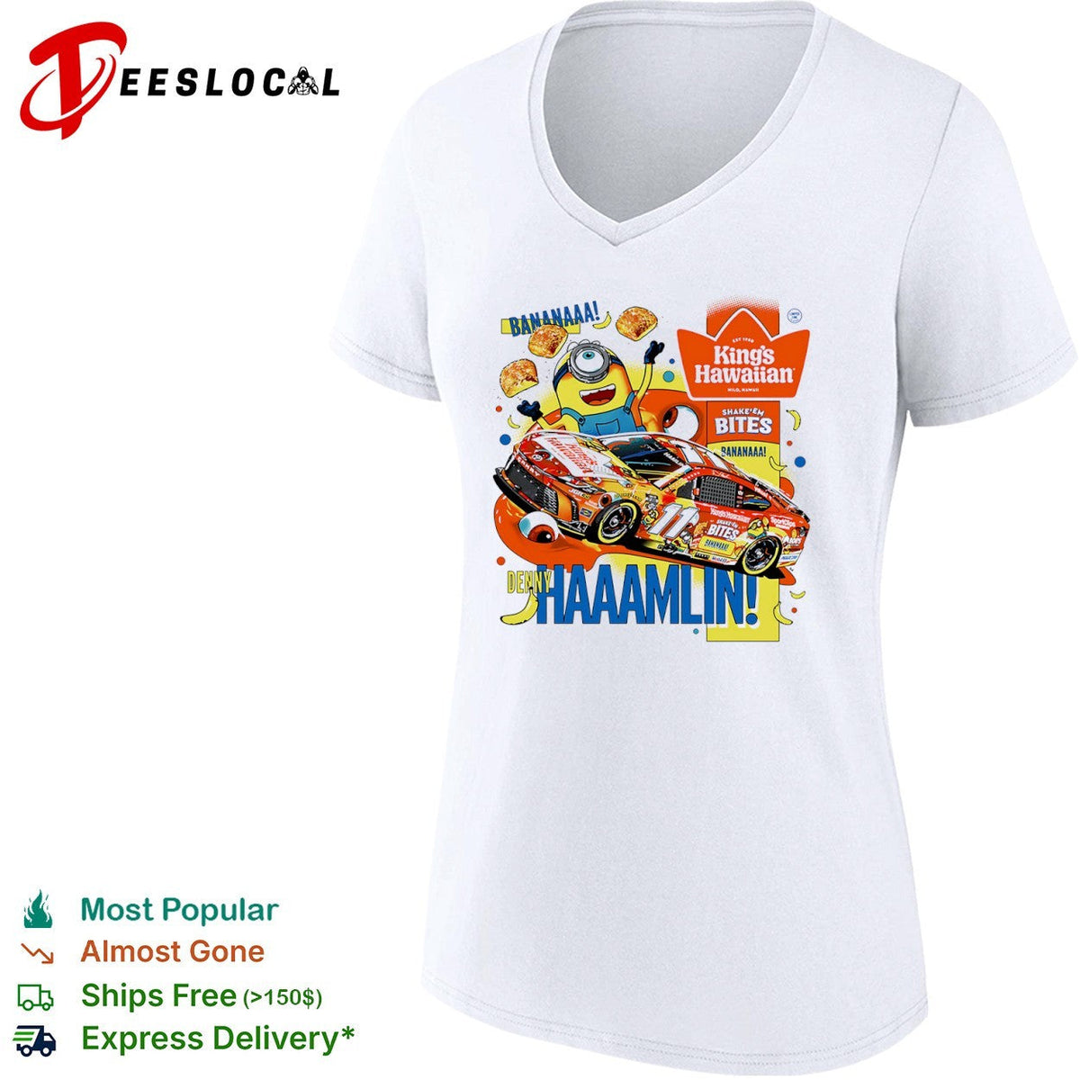 Denny Hamlin Joe Gibbs Racing NASCAR Minions King’s Hawaiian Shake’em Bites shirt Unisex