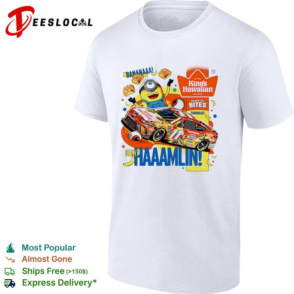 Denny Hamlin Joe Gibbs Racing NASCAR Minions King’s Hawaiian Shake’em Bites shirt Unisex