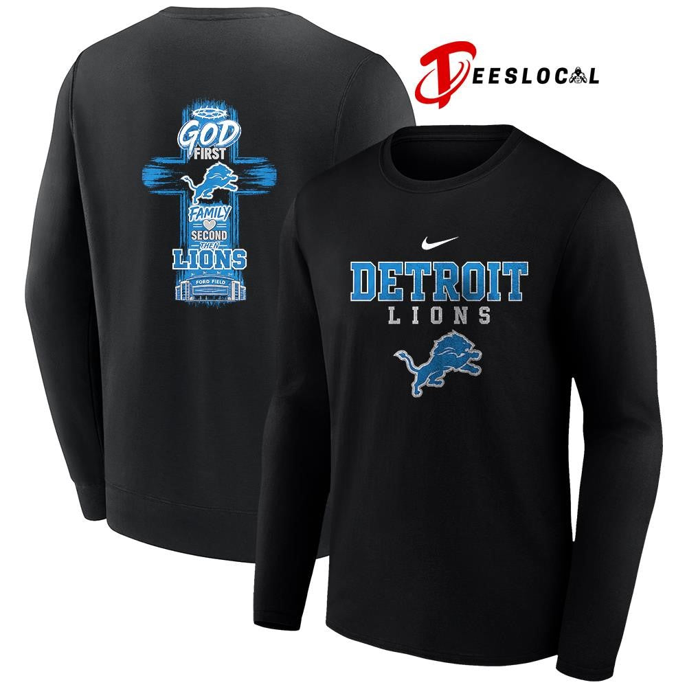 Detroit Lions God first family second cross shirt Unisex