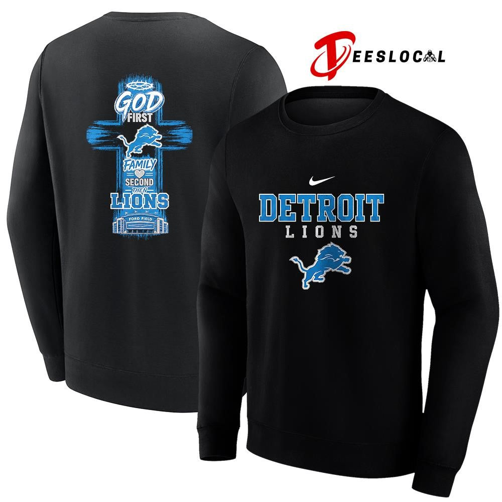 Detroit Lions God first family second cross shirt Unisex