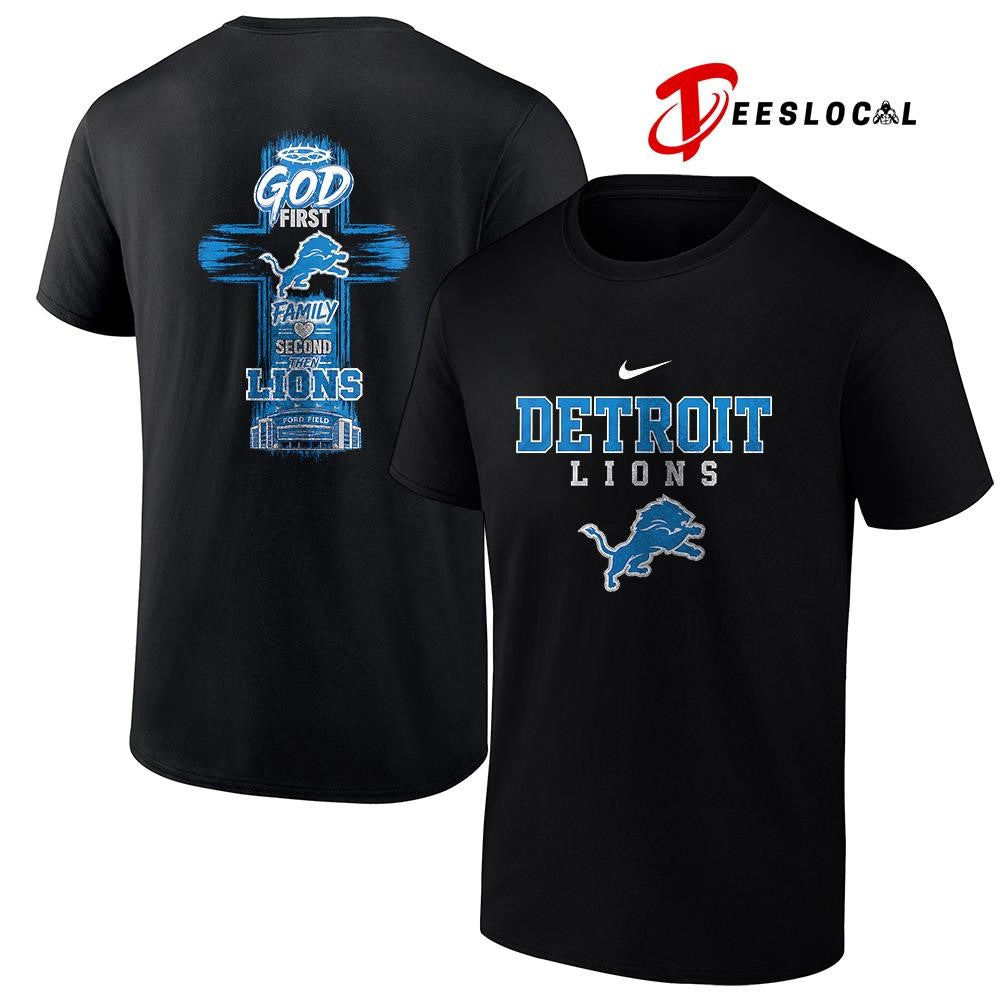 Detroit Lions God first family second cross shirt Unisex