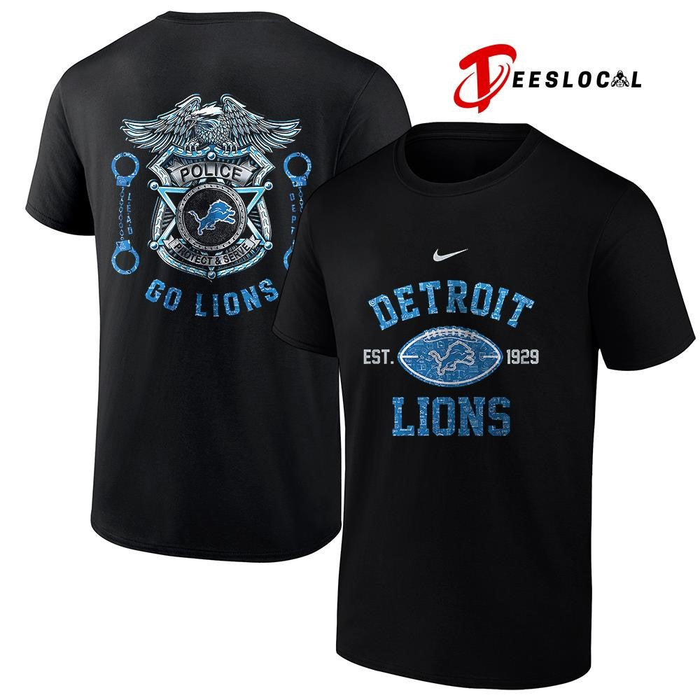 Detroit Lions law enforcement tribute protect and serve logo shirt Unisex