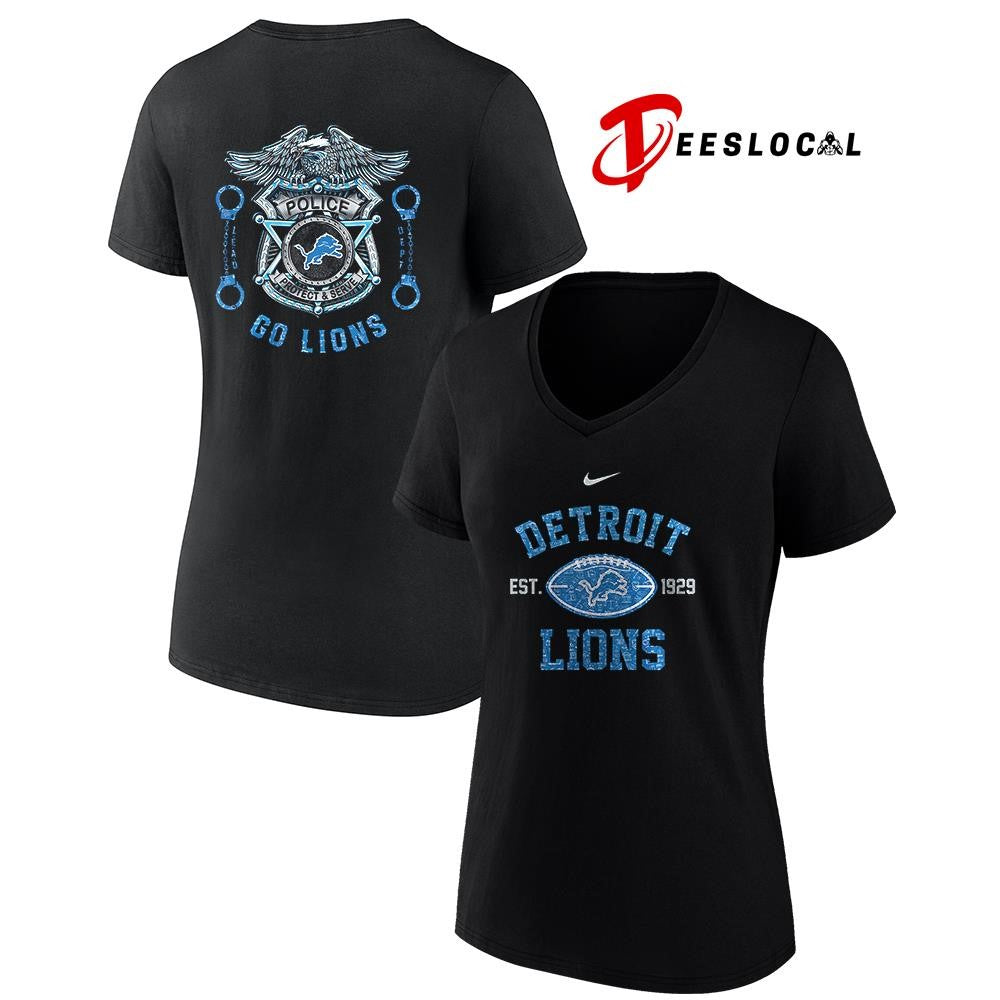 Detroit Lions law enforcement tribute protect and serve logo shirt Unisex