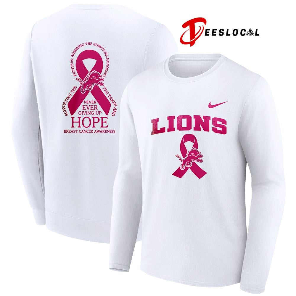 Detroit Lions never ever giving up hope breast cancer awareness shirt Unisex