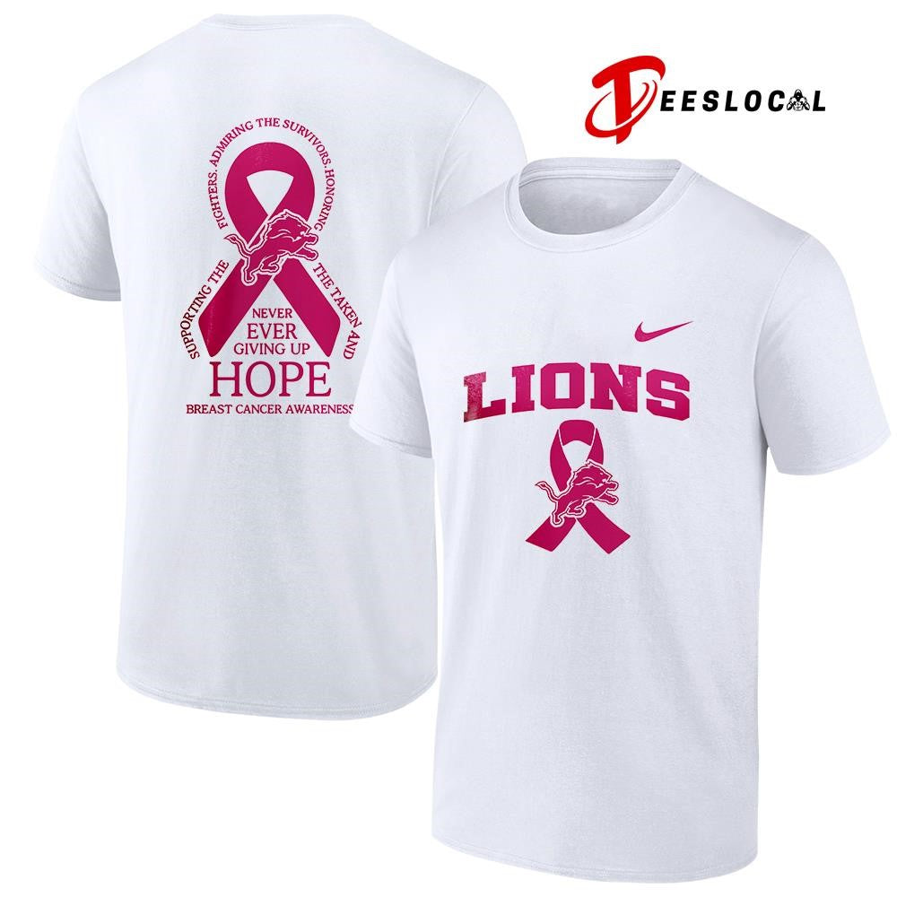 Detroit Lions never ever giving up hope breast cancer awareness shirt Unisex