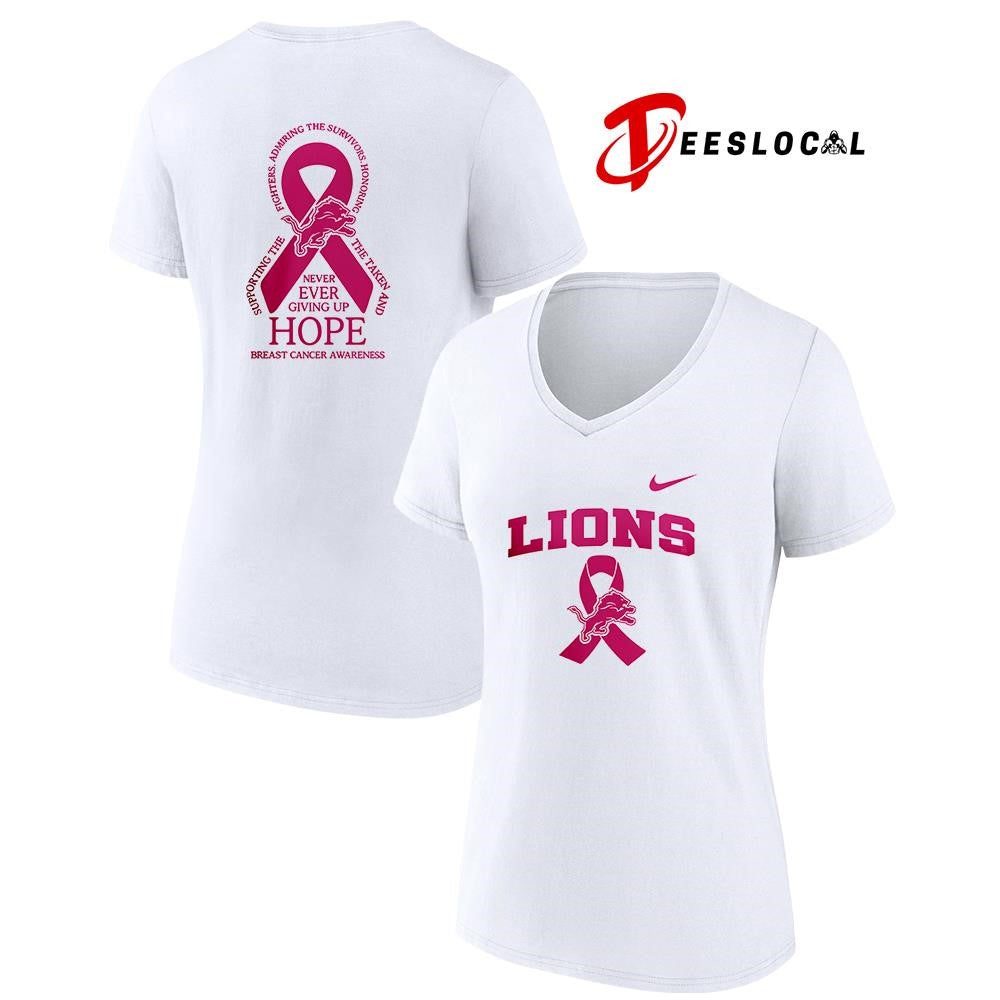 Detroit Lions never ever giving up hope breast cancer awareness shirt Unisex