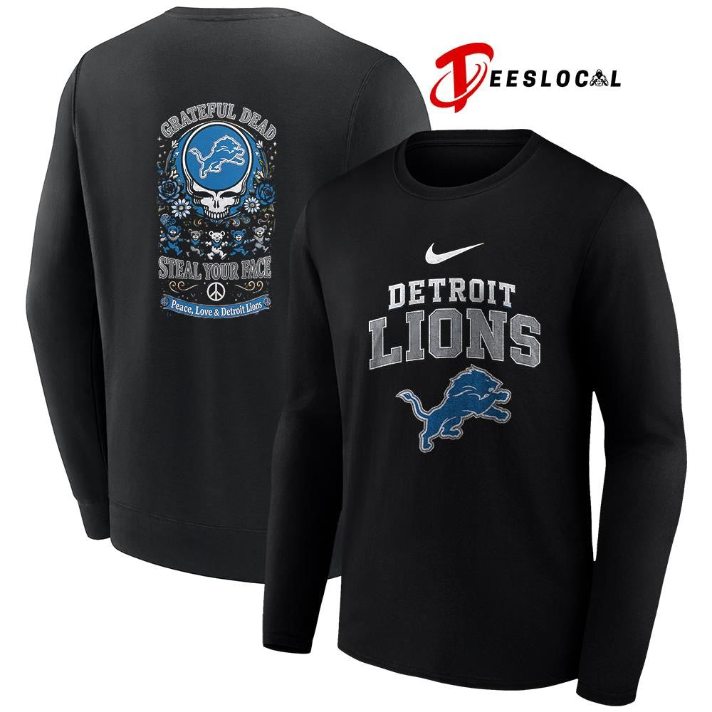 Detroit Lions x Grateful Dead steal your face peace love logo shirt Unisex