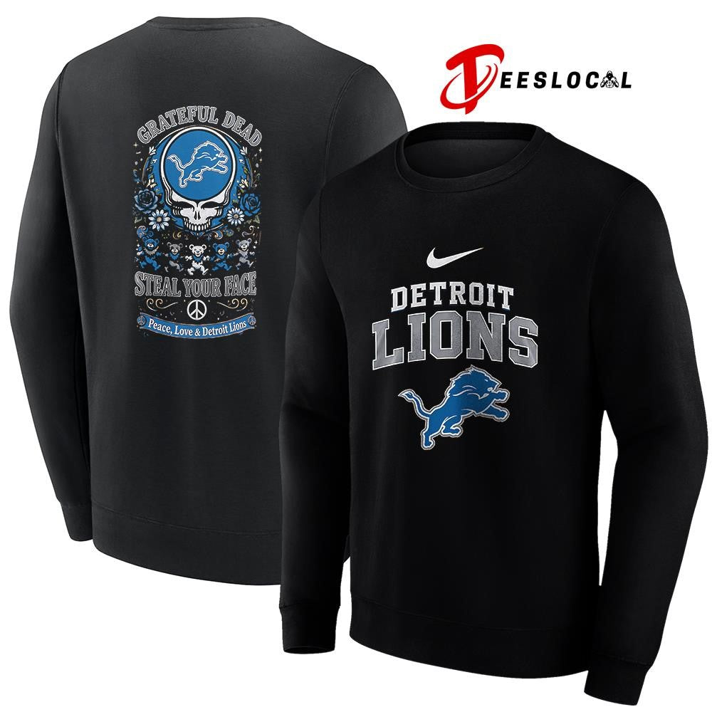 Detroit Lions x Grateful Dead steal your face peace love logo shirt Unisex