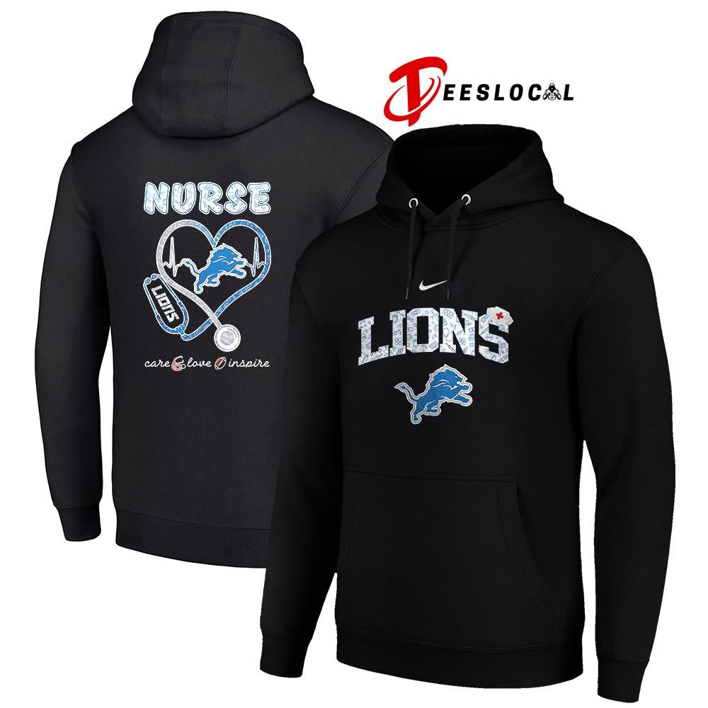 Detroit Lions x Nurse care love inspire logo shirt Unisex