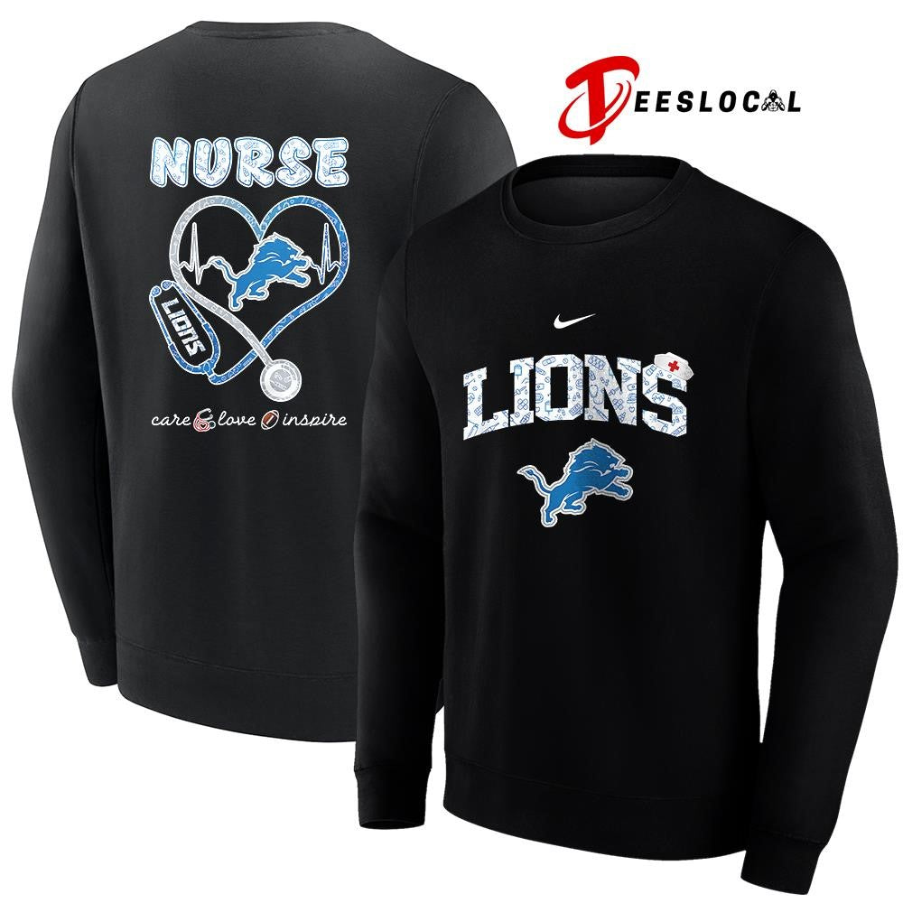 Detroit Lions x Nurse care love inspire logo shirt Unisex