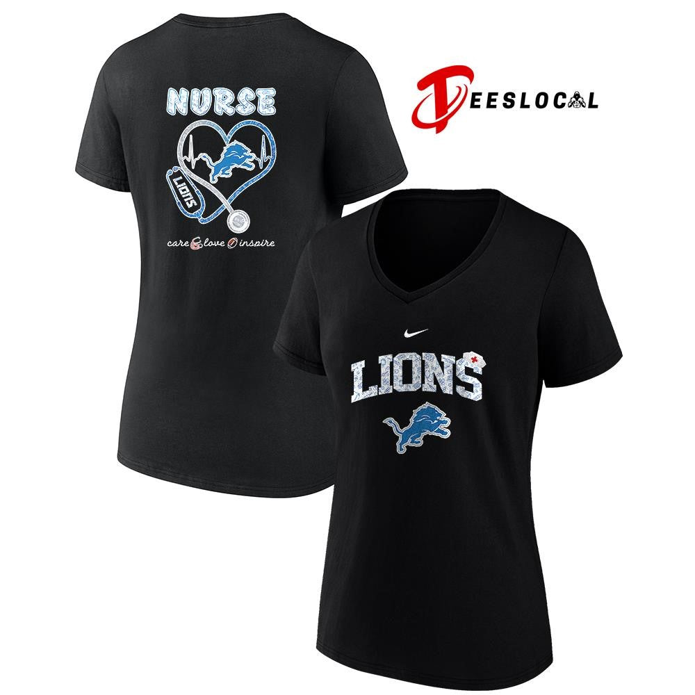 Detroit Lions x Nurse care love inspire logo shirt Unisex