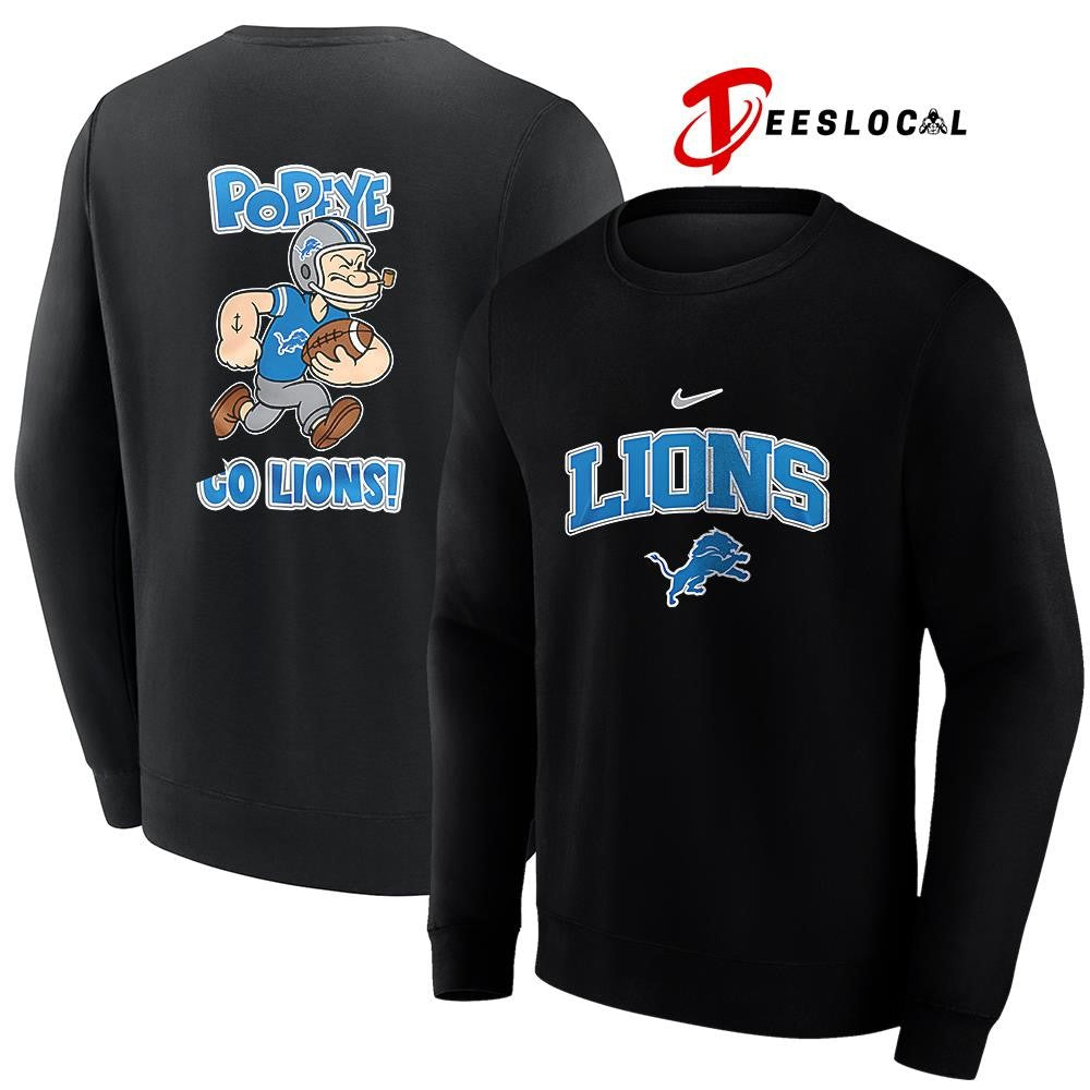 Detroit Lions x Pop eye pose cartoon shirt Unisex