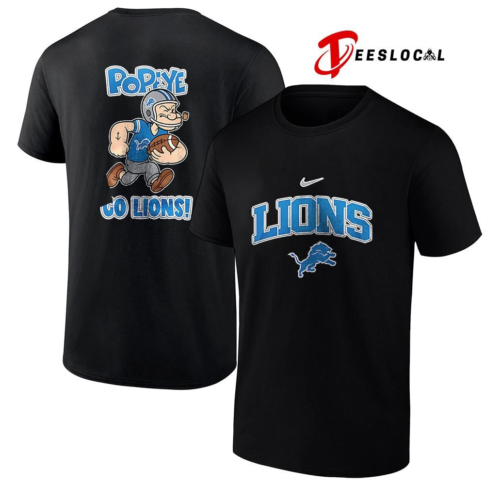 Detroit Lions x Pop eye pose cartoon shirt Unisex