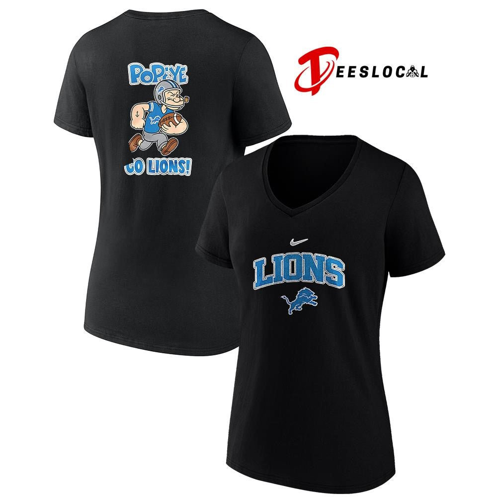 Detroit Lions x Pop eye pose cartoon shirt Unisex