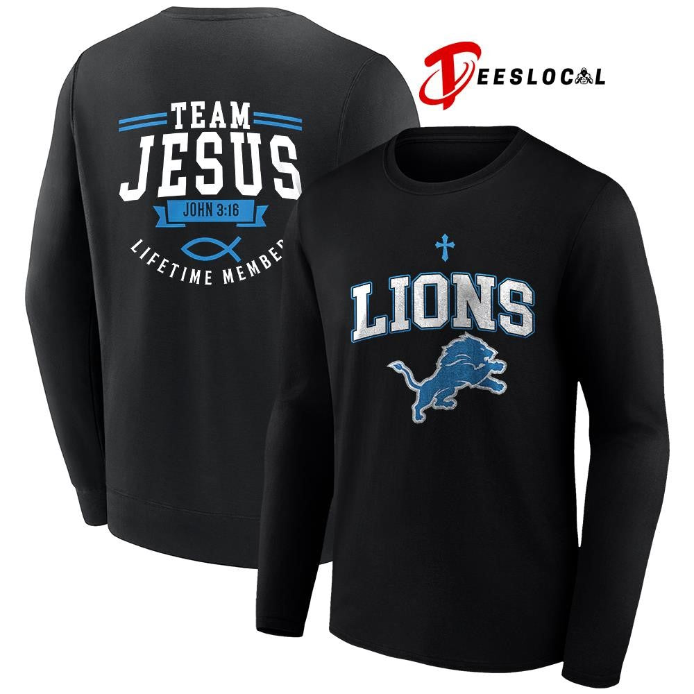 Detroit Lions x team Jesus lifetime member John 3 16 logo shirt Unisex