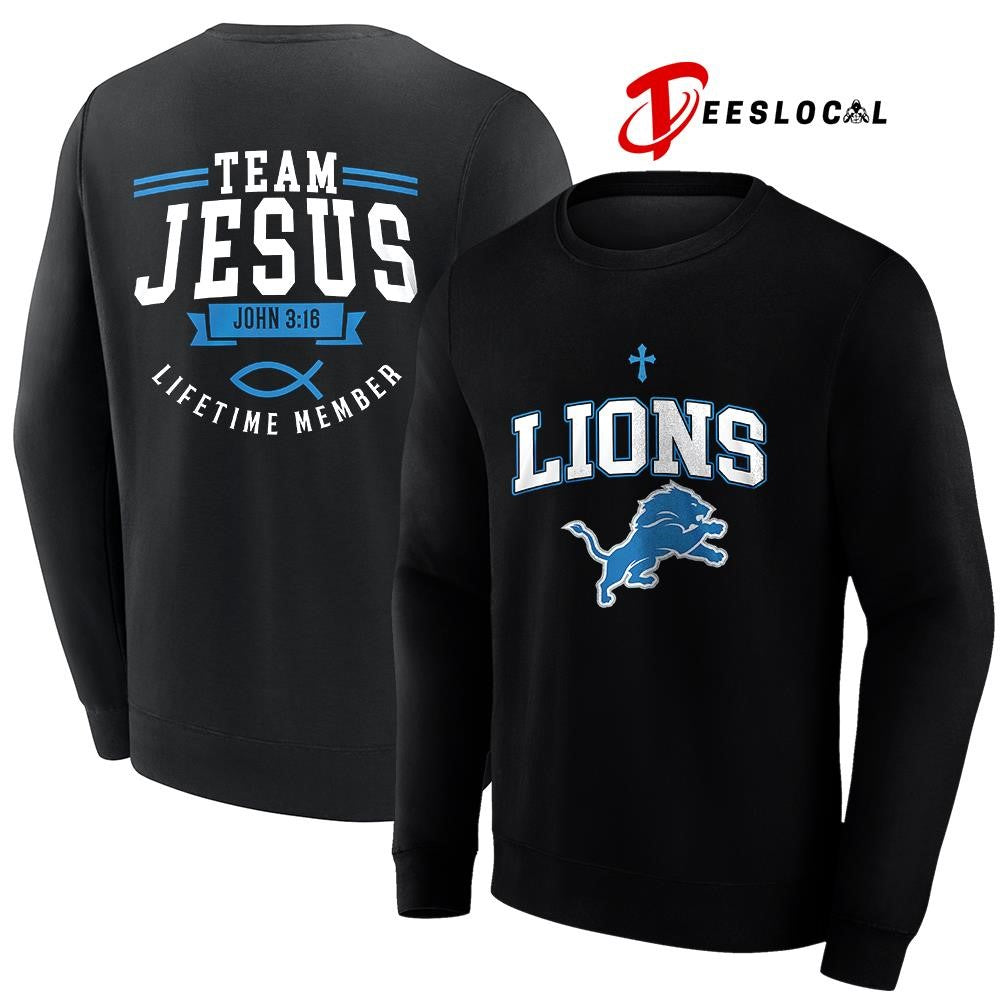 Detroit Lions x team Jesus lifetime member John 3 16 logo shirt Unisex