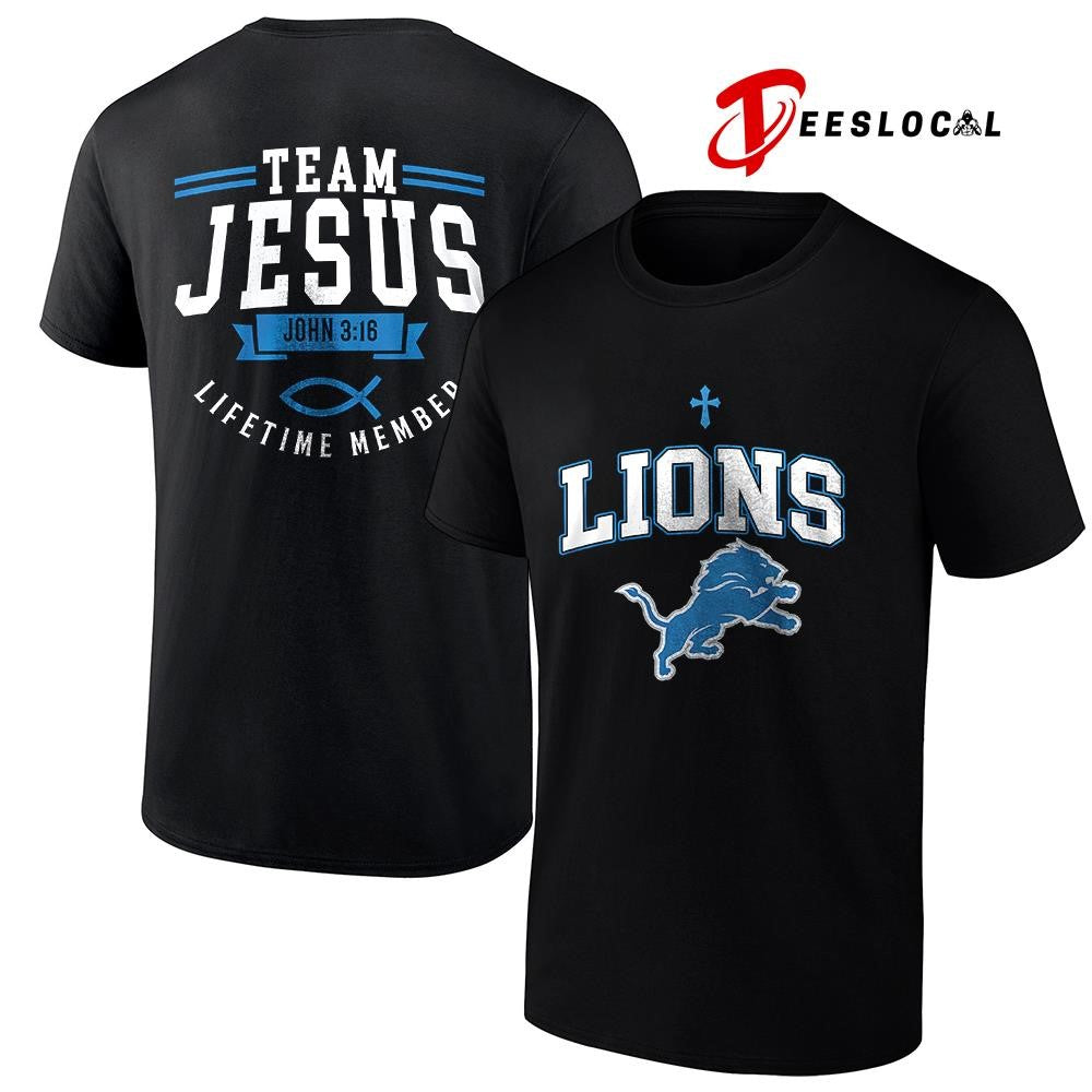 Detroit Lions x team Jesus lifetime member John 3 16 logo shirt Unisex